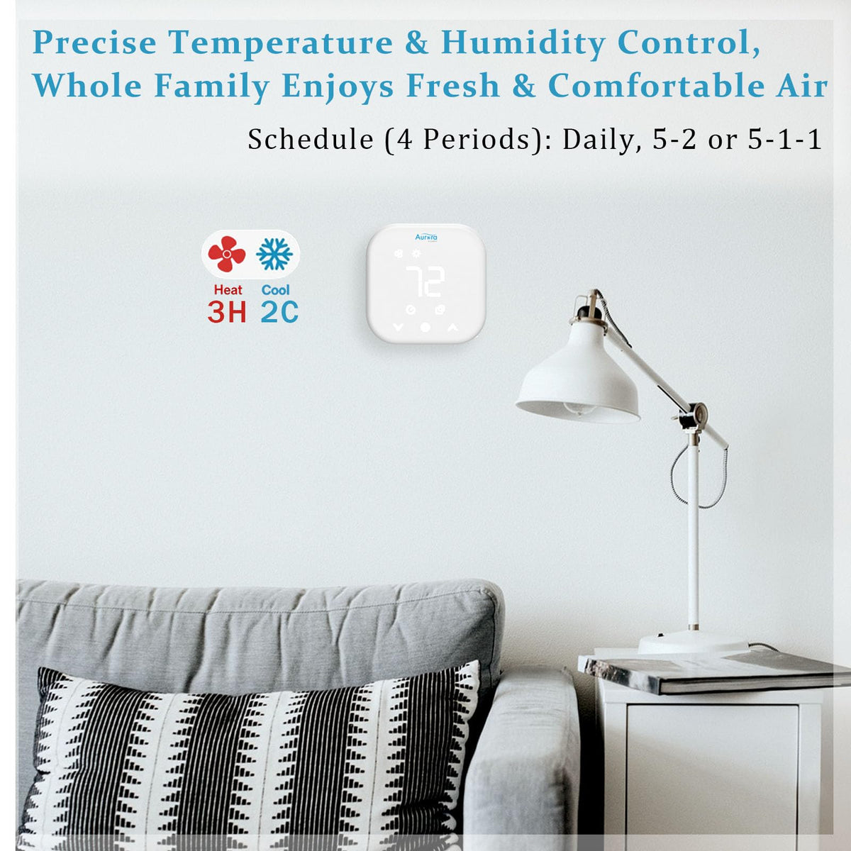 Aurora air-condition Smart Thermostat for House, Enhanced Programmable WiFi Thermostat, Saving Thermostat-Up to 4 Heat/2 Cool, Easy DIY Install