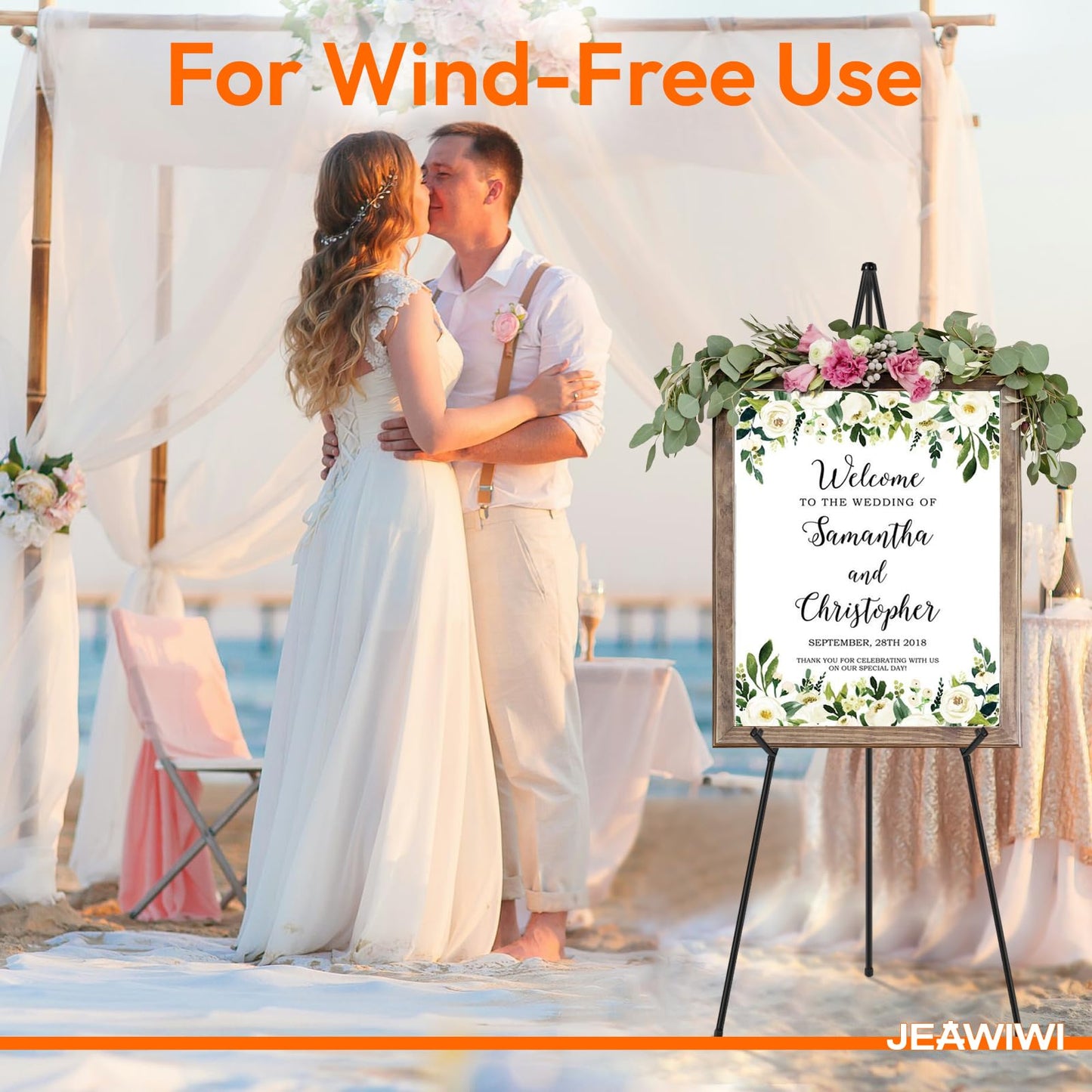 JEAWIWI 8PCS Black Easel Stand for Wedding Sign Stand, 66 Inch Portable Picture Stands for Display, Tripod Artist Easel for Painting, Floor Wedding Welcome Sign Stand, Metal Easel with Portable Bags