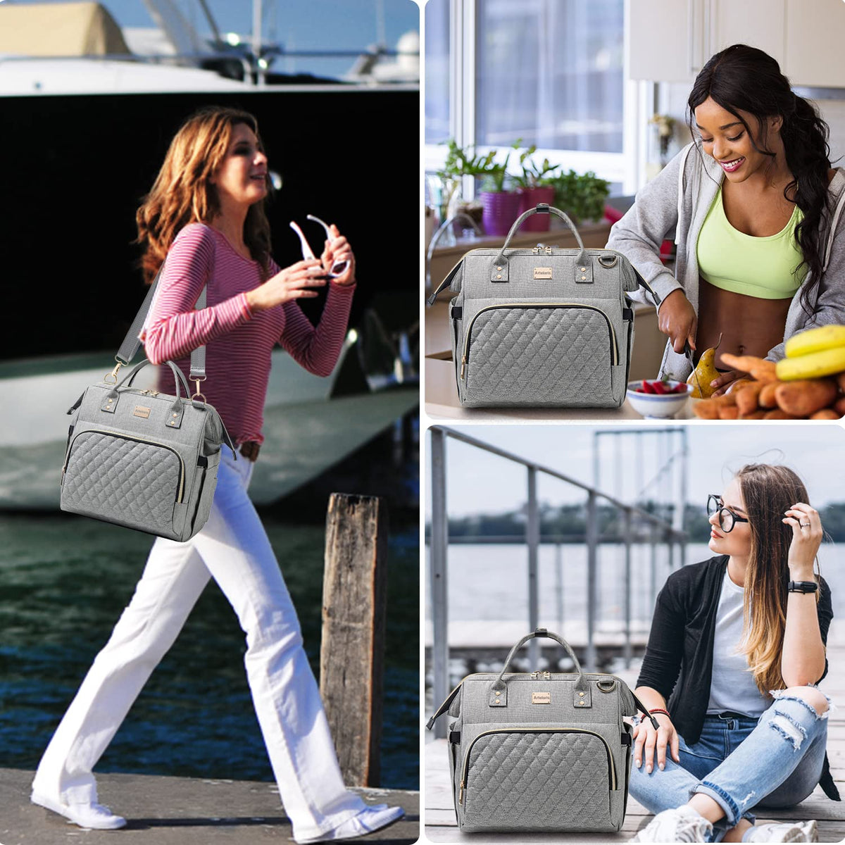 Artelaris Insulated Lunch Bag for Women Men, Large Reusable Lunch Box, Adult Leakproof Cooler Tote Bags Adjustable Strap for Work Picnic（16 Liters）