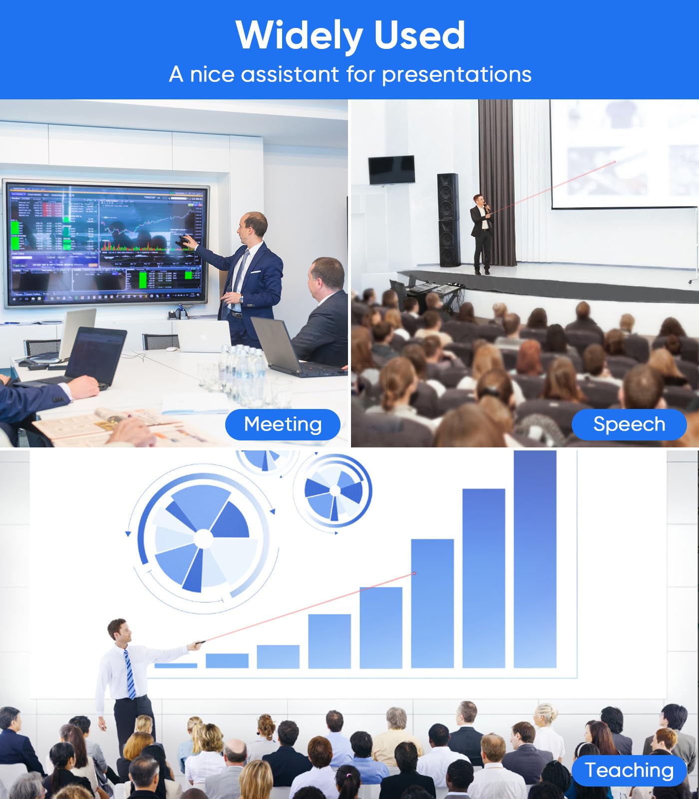 Agaritek Presenter Clicker for PowerPoint Presentations, USB Wireless PPT Remote Clicker with Laser Pointer for Mac/Windows/Linux, Google Slide/PPT/Keynote, Page Flip, Full/Black Screen, Plug and Play