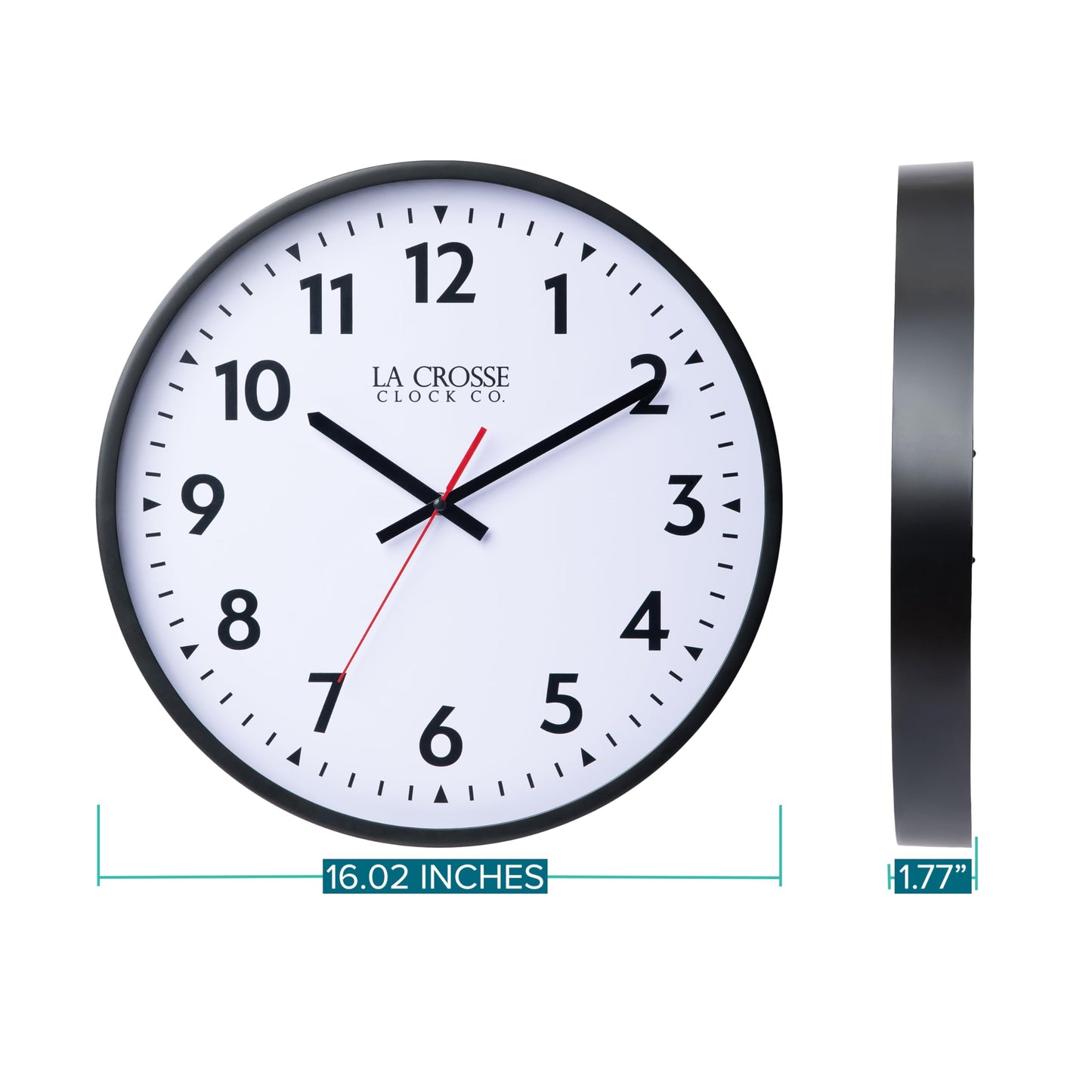 La Crose Clock 404-3841-INT 16-Inch Commercial Silent Sweep Analog Quartz Clock