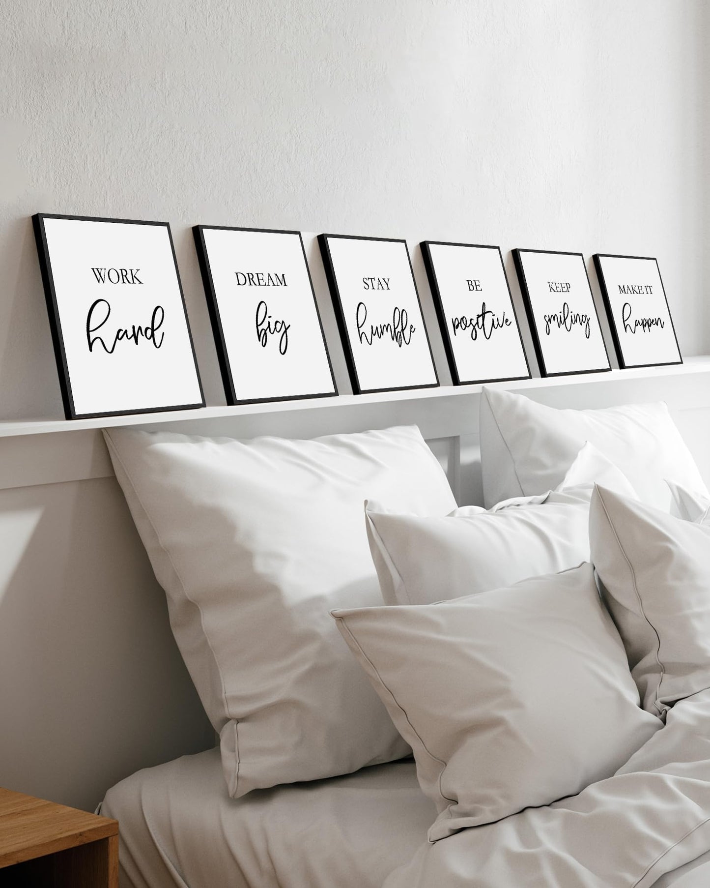 Drsoum Motivational Wall Decor Inspirational Office Wall Art Framed Quotes Encouraging Posters for Office Bedroom Sayings - 8x10in x6 PCS (Black Framed)