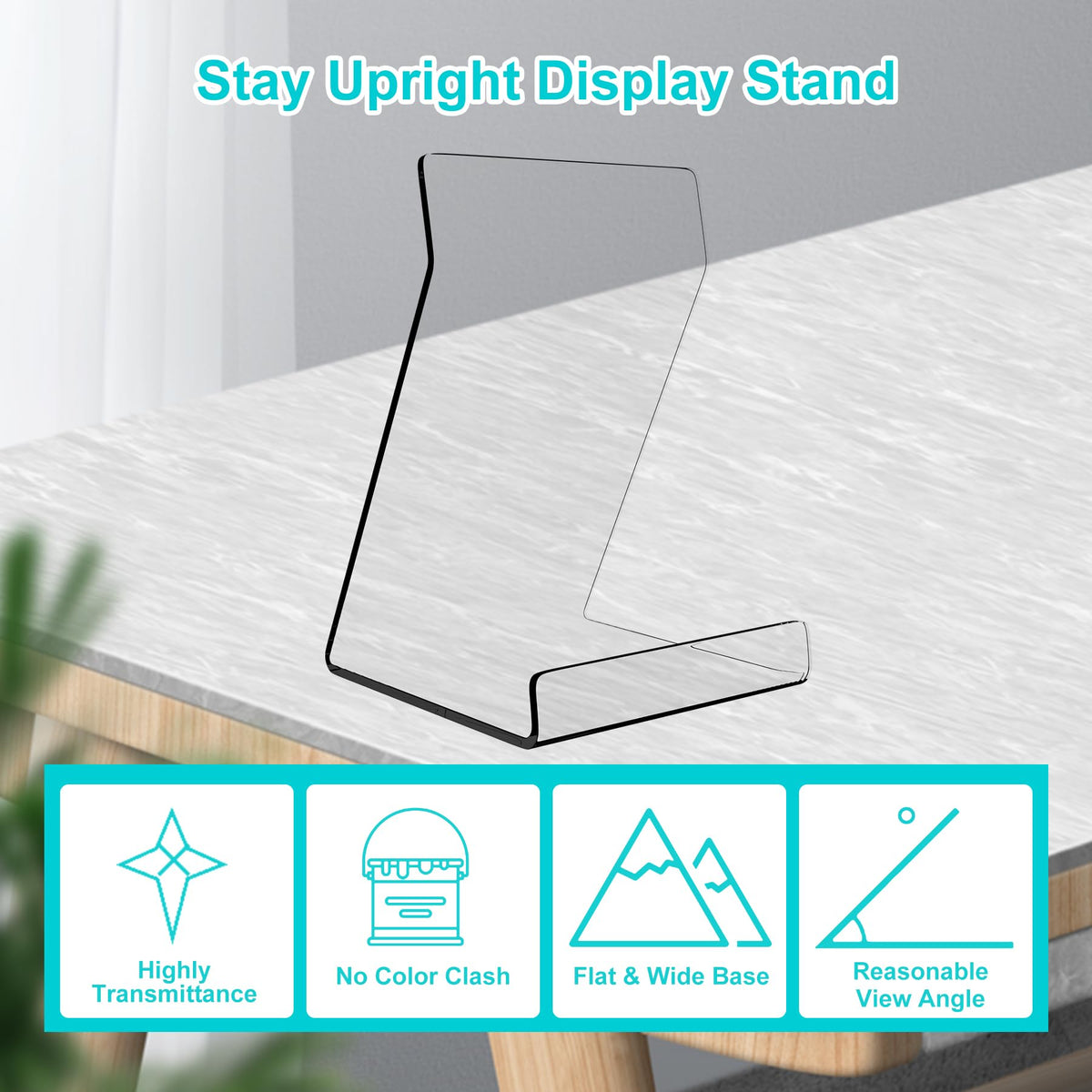Boloyo Acylic Upright Display Stand, 10PC 6 Inch Clear Display Holder Easel Base Picture Frame for Home Office School Store to Display Book, Vinyl Record, Album, LP Cover, Artworks, CDs