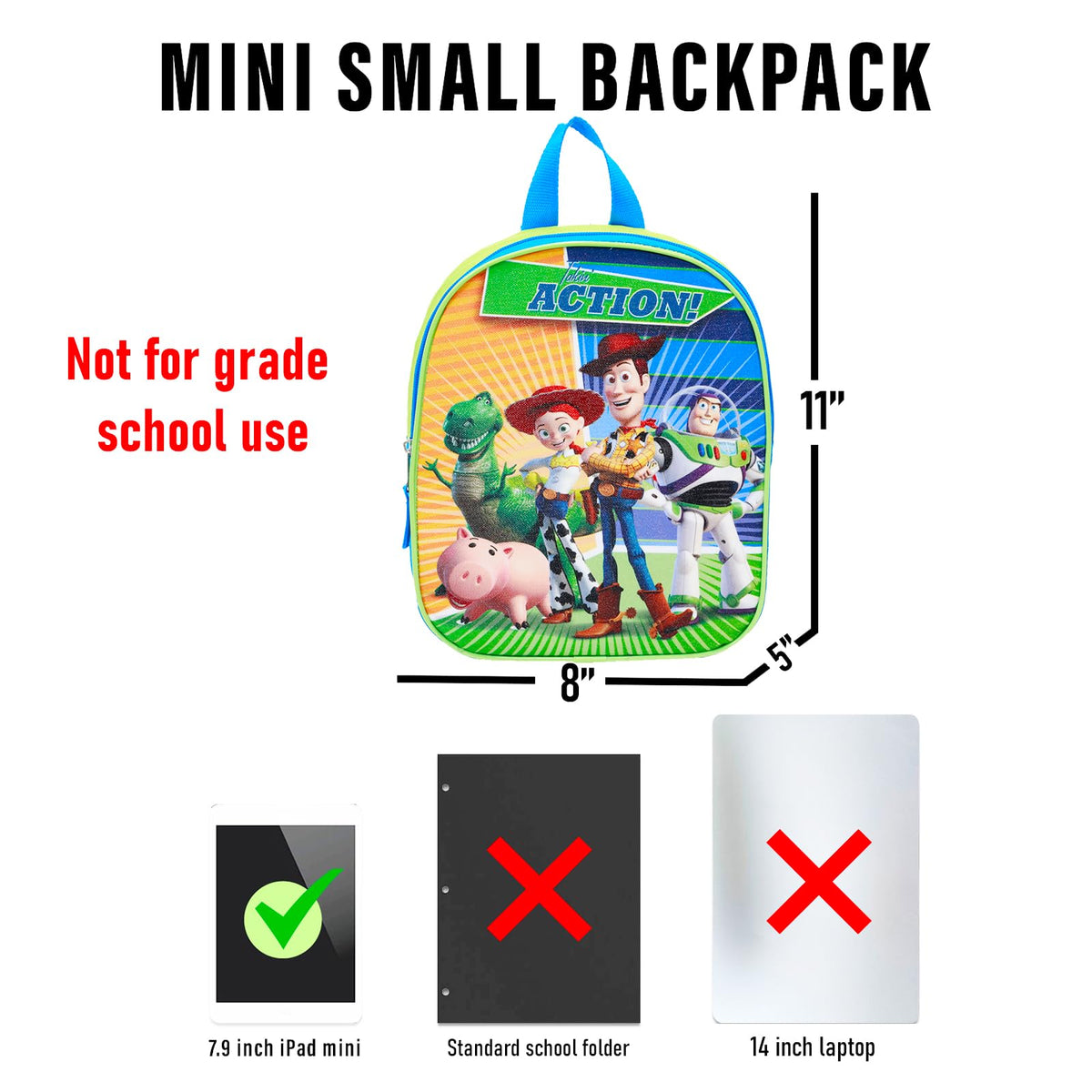 Buzz Lightyear Mini Backpack Set - 11” Toy Story Backpack Purse Bundle with Stickers & Door Hanger | Woody and Buzz School Supplies for Kids