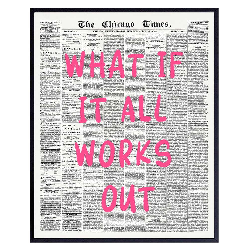 Positive Affirmations Wall Decor - CUTE TRENDY Aesthetic Wall Art - Inspirational quote Office Decor for Women - Newspaper Wall Art Unique Living room Bedroom Art Print - Motivational Quotes