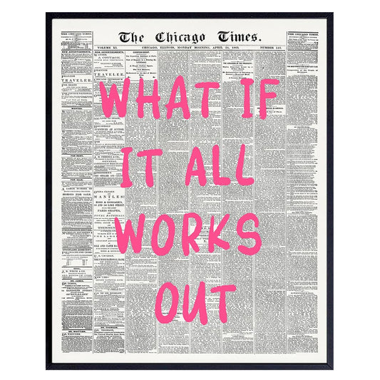 Positive Affirmations Wall Decor - CUTE TRENDY Aesthetic Wall Art - Inspirational quote Office Decor for Women - Newspaper Wall Art Unique Living room Bedroom Art Print - Motivational Quotes