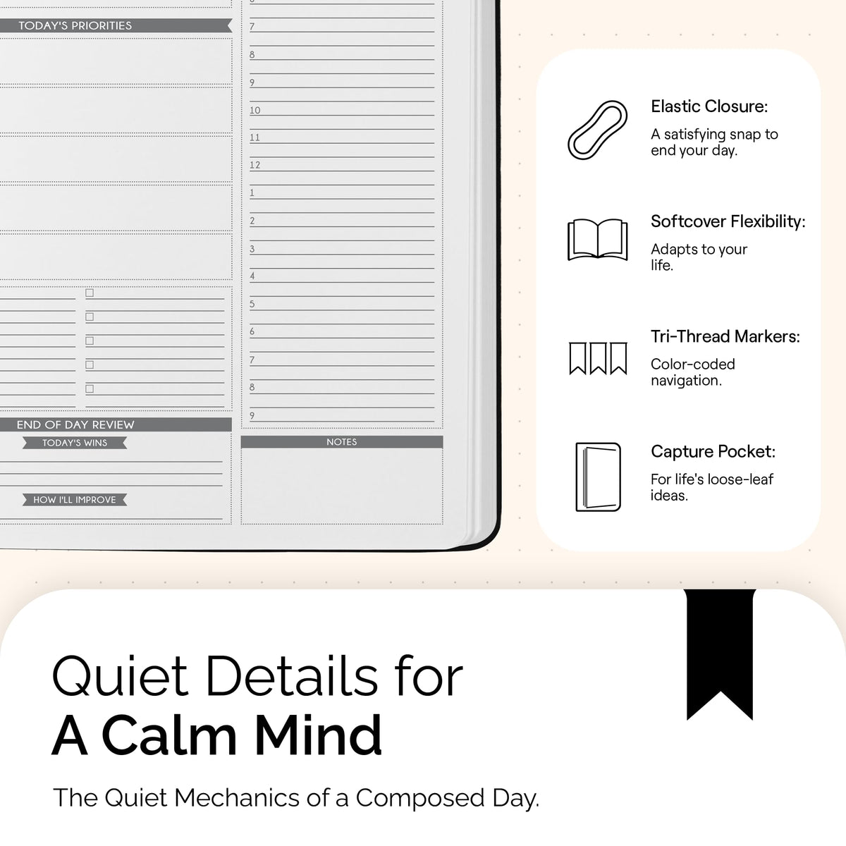 Panda Planner Pro A4 Daily Planner 2026 – 6 Month Large 8.5x11 Undated Academic & Productivity Planner with Daily, Weekly & Monthly Calendar, Work Planner, Goal Tracker, Habit Tracker & Personal Development Organizer – Black