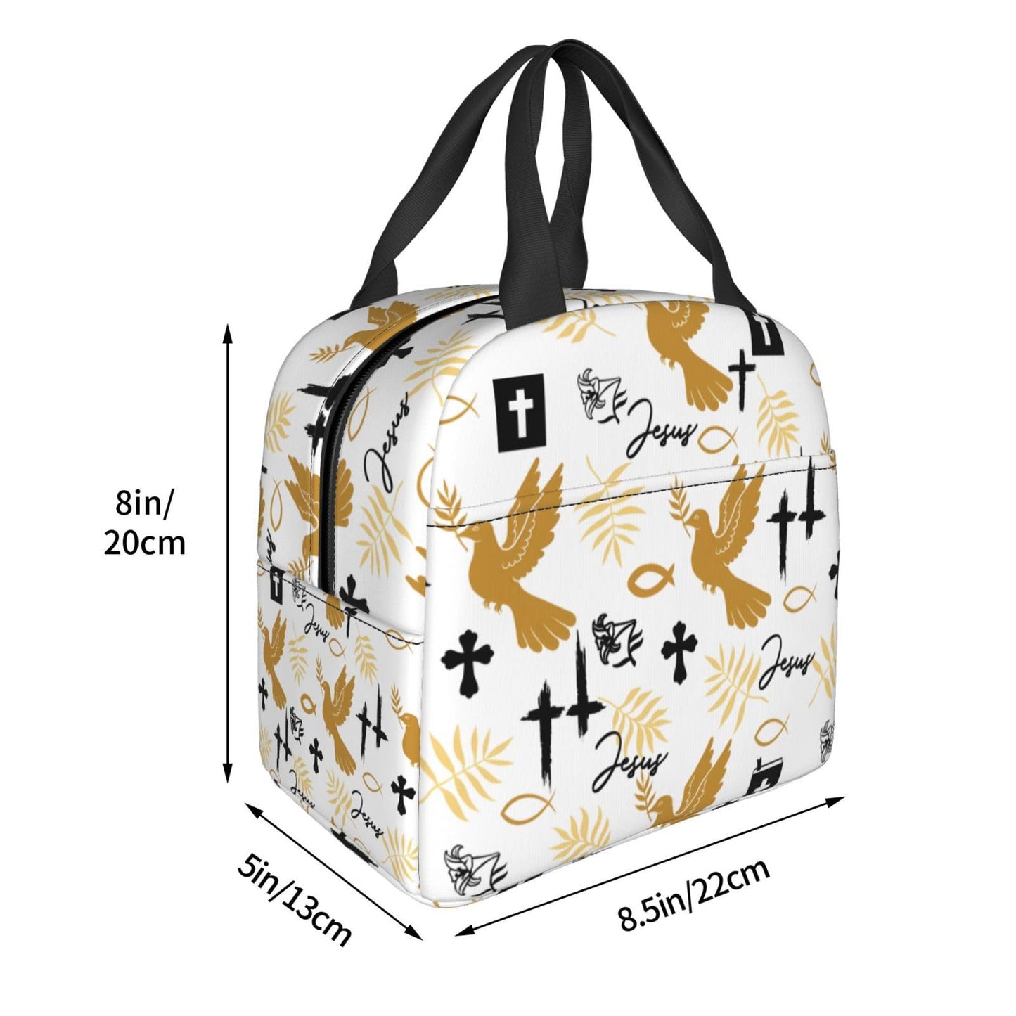 Jesus Cross Insulated Lunch Box Reusable Lunch Bag, Cooler Lunch Tote Bag for Women Men Picnic Office Work