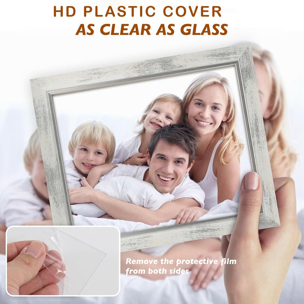 XUANLUO 8x10 Picture Frames Set of 4 Rustic Retro Photo Frame with HD Plastic Cover for Wall Mount and Tabletop Display Family Friends Wedding Gift