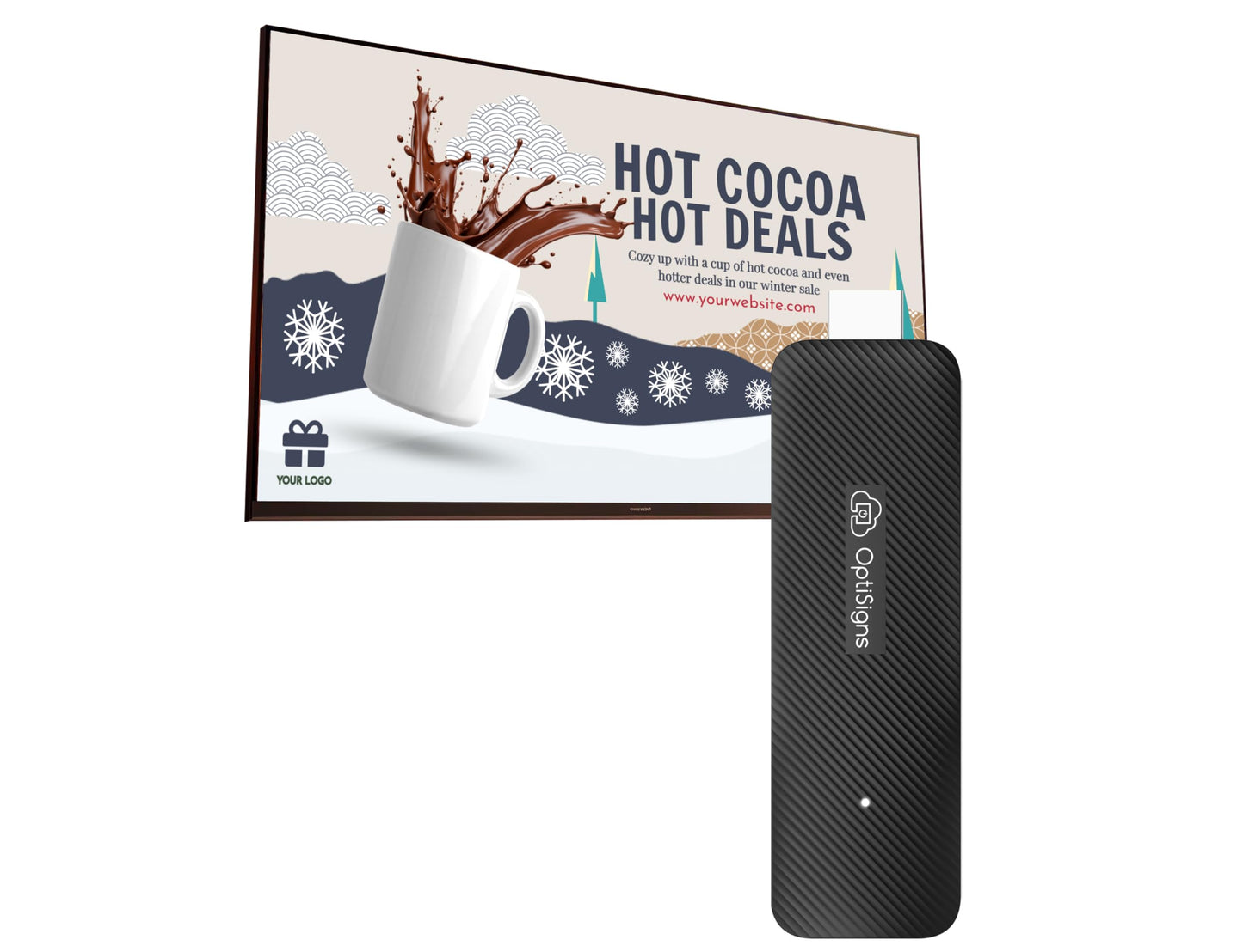 OptiSigns OptiStick Digital Signage Player - Android-Based 4K UHD HDMI Stick, Quad Core, WiFi/Ethernet, Remote Screen Management