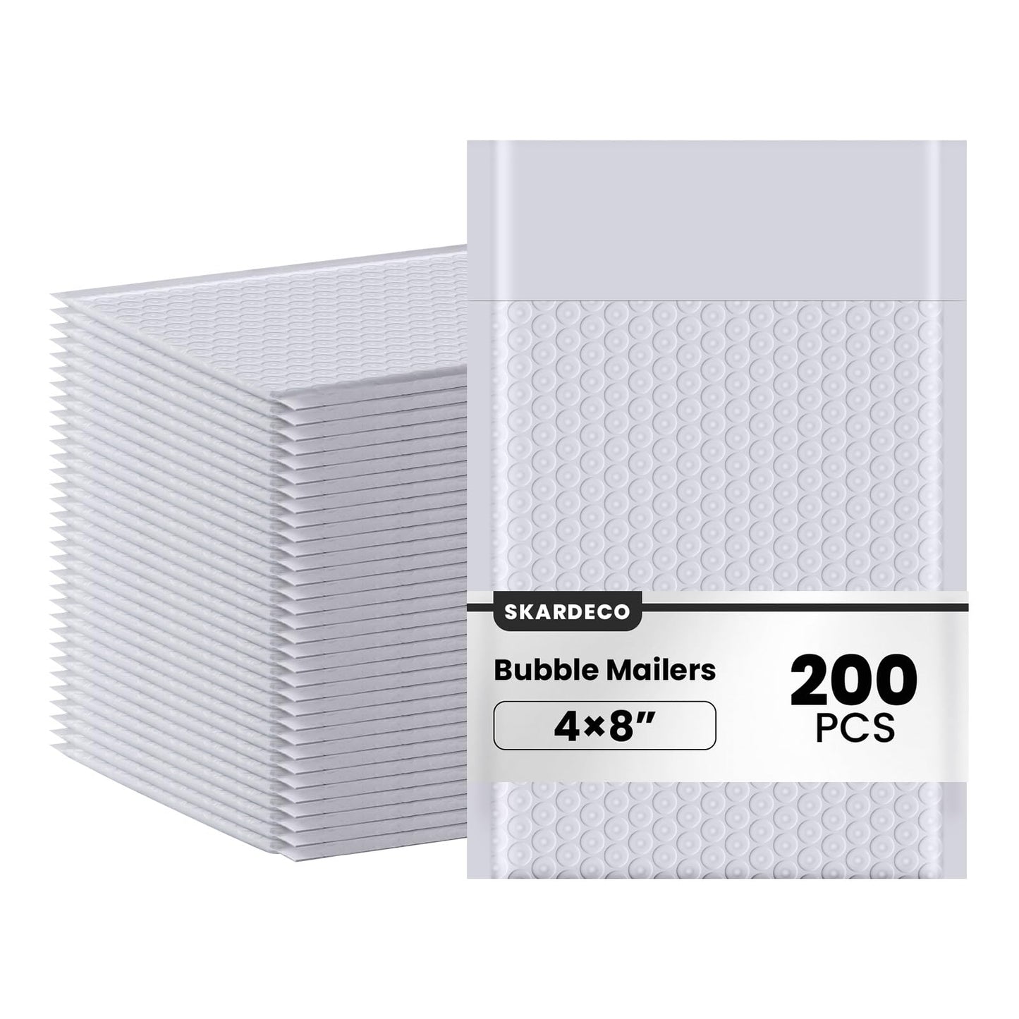 skardeco Bubble Mailers 4x8inch 200Pack Grey Bubble Mailers Self-Seal Padded Mailing Envelopes Bubble Opaque Padded Mailer for Small Businesses to Package and Mail Jewelry Cosmetics#000（white，grey）