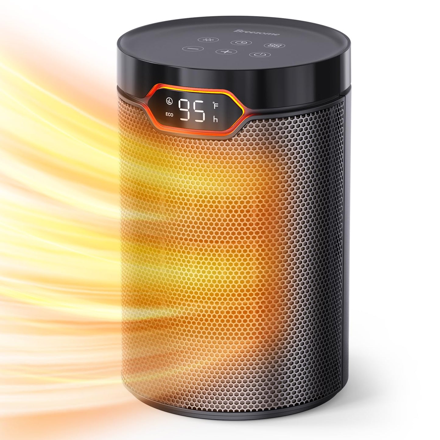 BREEZOME Space Heater, Portable Electric Heaters for Indoor Use with Thermostat & 24H Timer, 1500W PTC Ceramic Quiet Fast Heating Desk Heater, Safety Room Heaters for Home Bedroom Office