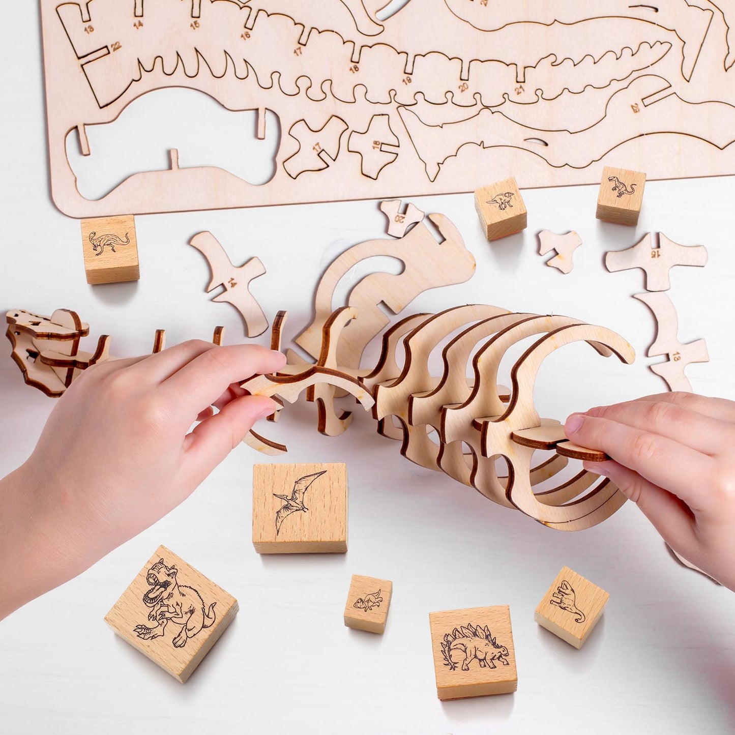 Chivertion 15 Pcs Dinosaur Rubber Stamps Set Dinosaur Shape Wooden Rubber Stamps Cute DIY Seal Set for Crafting Decor and DIY Scrapbooking Card Making Hand Book