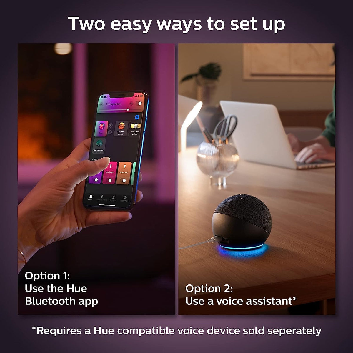 Philips Hue BR30 LED Smart Light Bulbs 2-Pack, Flicker-Free 85W Light Bulbs, Bluetooth Compatible, Compatible with Alexa, Google Assistant, and Apple HomeKit, E26 Base