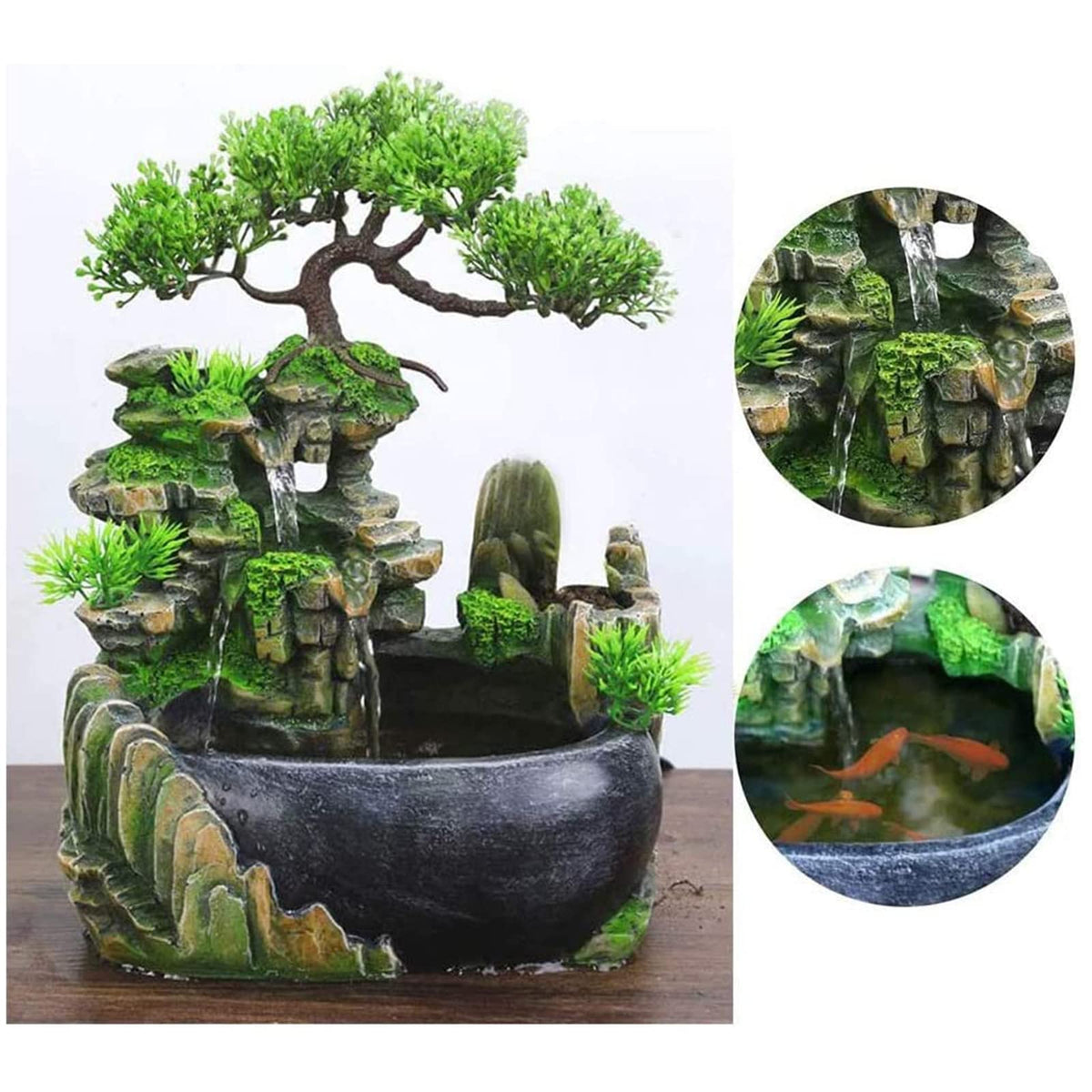 Rockery Stream Tabletop Fountain, Zen Meditation Indoor Waterfall Feature with Automatic Pump and Switch, Desktop Fountain for Home Office Bedroom Decoration (B)