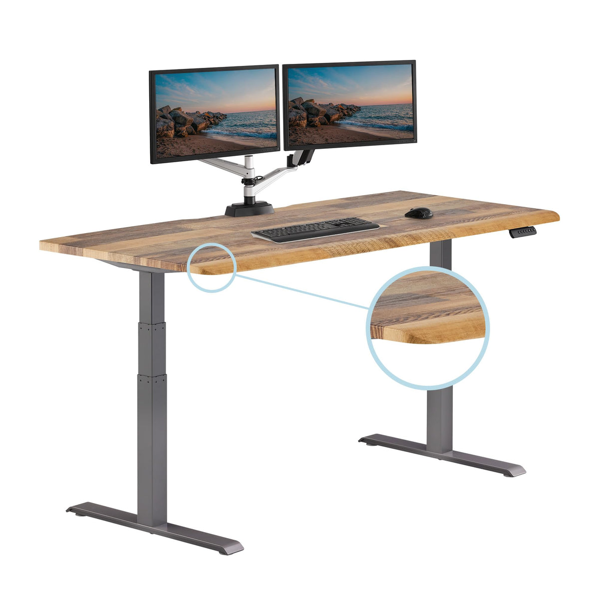 Vari ComfortEdge 72x30 Inch Electric Standing Desk – Height Adjustable Large Office Sit Stand VariDesk with Sloped Edge, Memory Presets, 180 LB Capacity + Tool-Free Assembly (Reclaimed Wood)