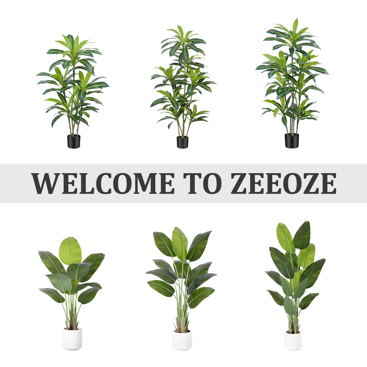 Artificial Bird of Paradise Plant 6Ft Tall Fake Tropical Palm Tree Large Fake Plants with 13 Silk Banana Leaves Faux Plant Indoor Decor Trees with White Pot for Home Bedroom Living Room Office（2pcs）