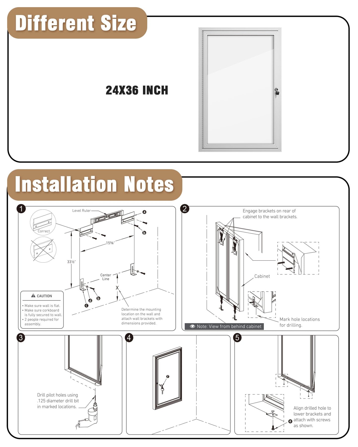 Mifuro 36"x24" Enclosed Bulletin Board, Outdoor Lockable Weather-Resistant Aluminum Noticeboard for School & Office, Silver Frame w/Magnetic Board