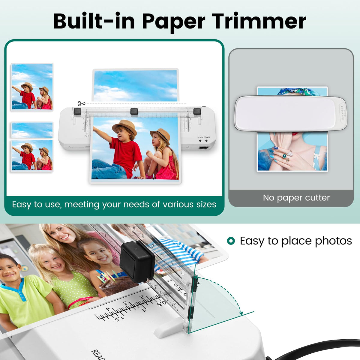 Laminator, A3 Laminator Machine with Built-in Trimmer, 70 Seconds Quick Warm-Up, Cold and Thermal Laminating with 50 Sheets, NTC Technology for Home Office School