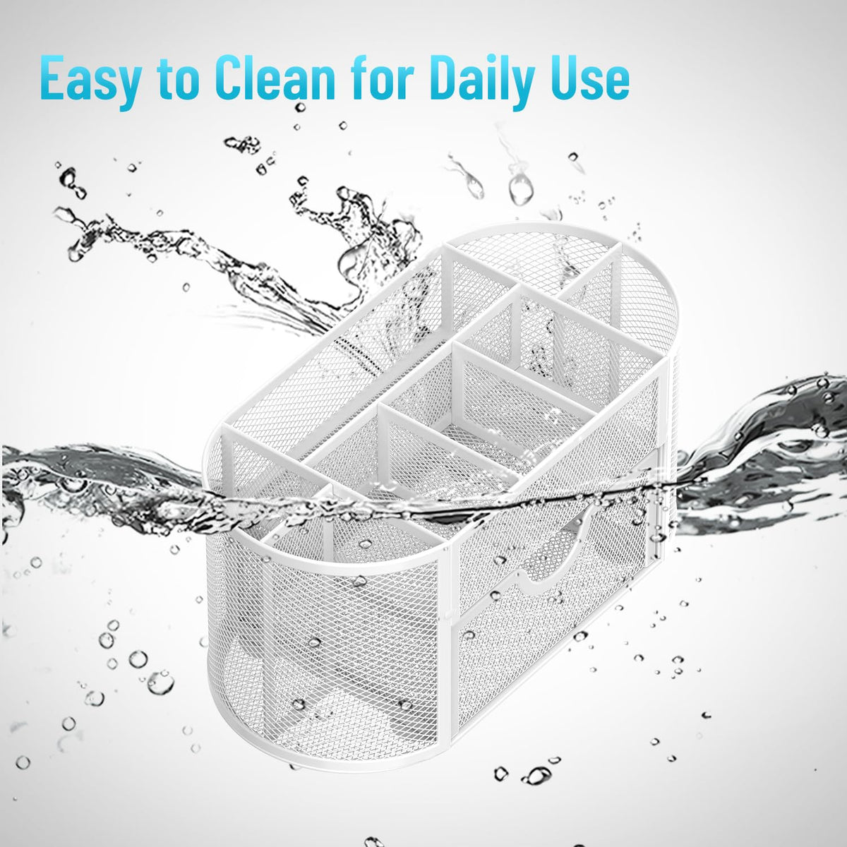 SUPEASY Mesh Desk Organizer, Desk Accessories & Workspace Organizers with Drawers, Pencil Holder for Desk with 9 Compartments for Office Suppliess, School, Classroom, 8.6 x 4.3 x 4.1 Inch, White