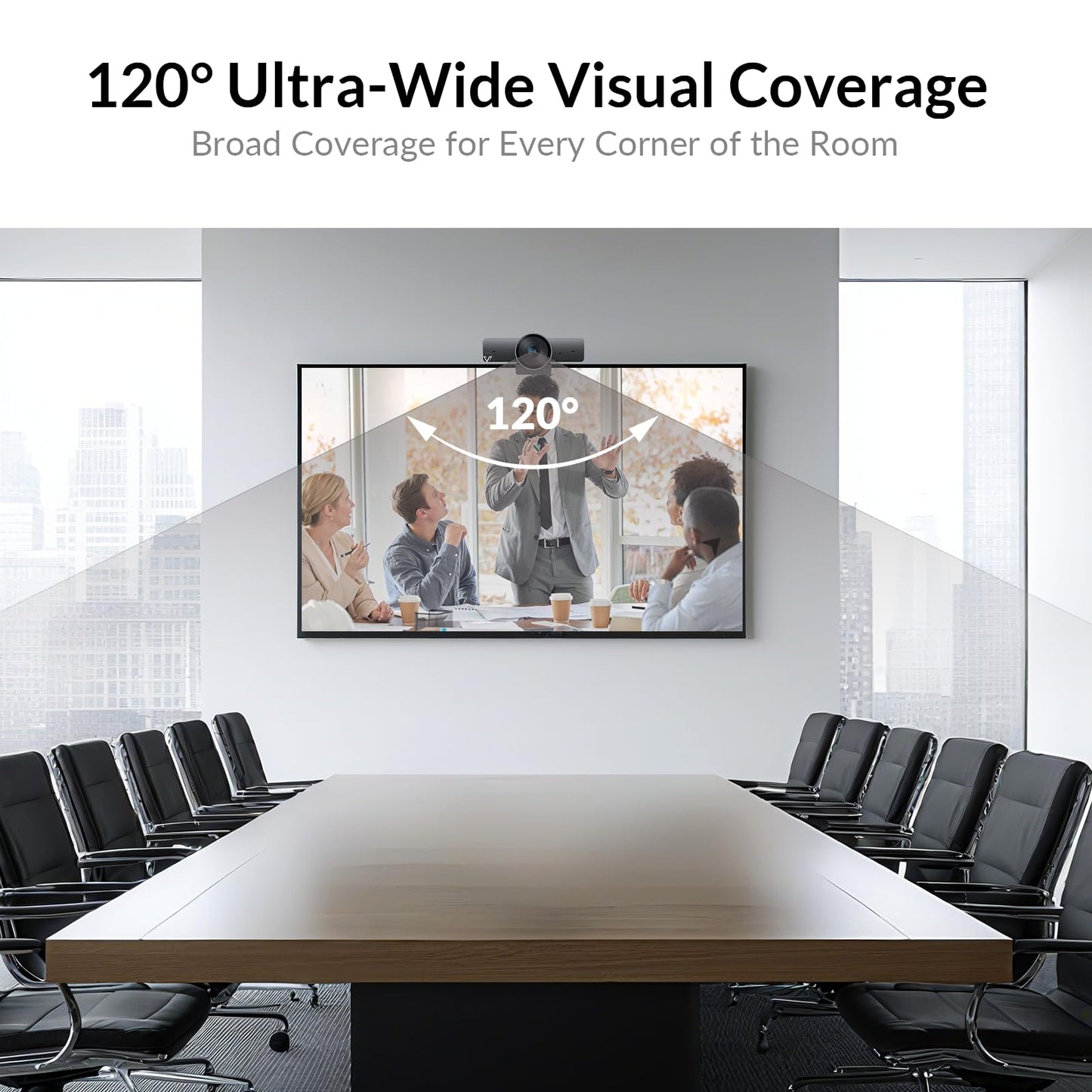 AV Access 4K Conference Room Camera - 1/1.8" CMOS, Gesture Control, Auto Framing, Presenter Tracking, Individuals Gallery, Dual Noise-Canceling Mics, Privacy Cover, 120° FOV, ePTZ 5X Zoom Webcam
