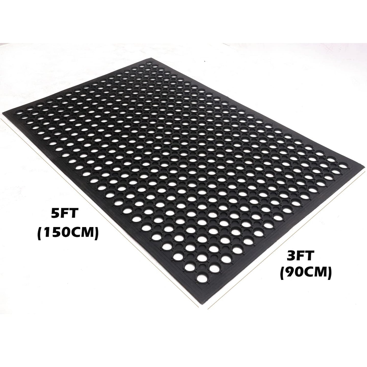 3x5FT Rubber Floor Mat Commercial Anti Fatigue Rubber Drainage Mat New Non Slip Bar Floor Mat Door Mats for Deck,Pool,Restroom,Bathroom,Kitchen,Wet Areas