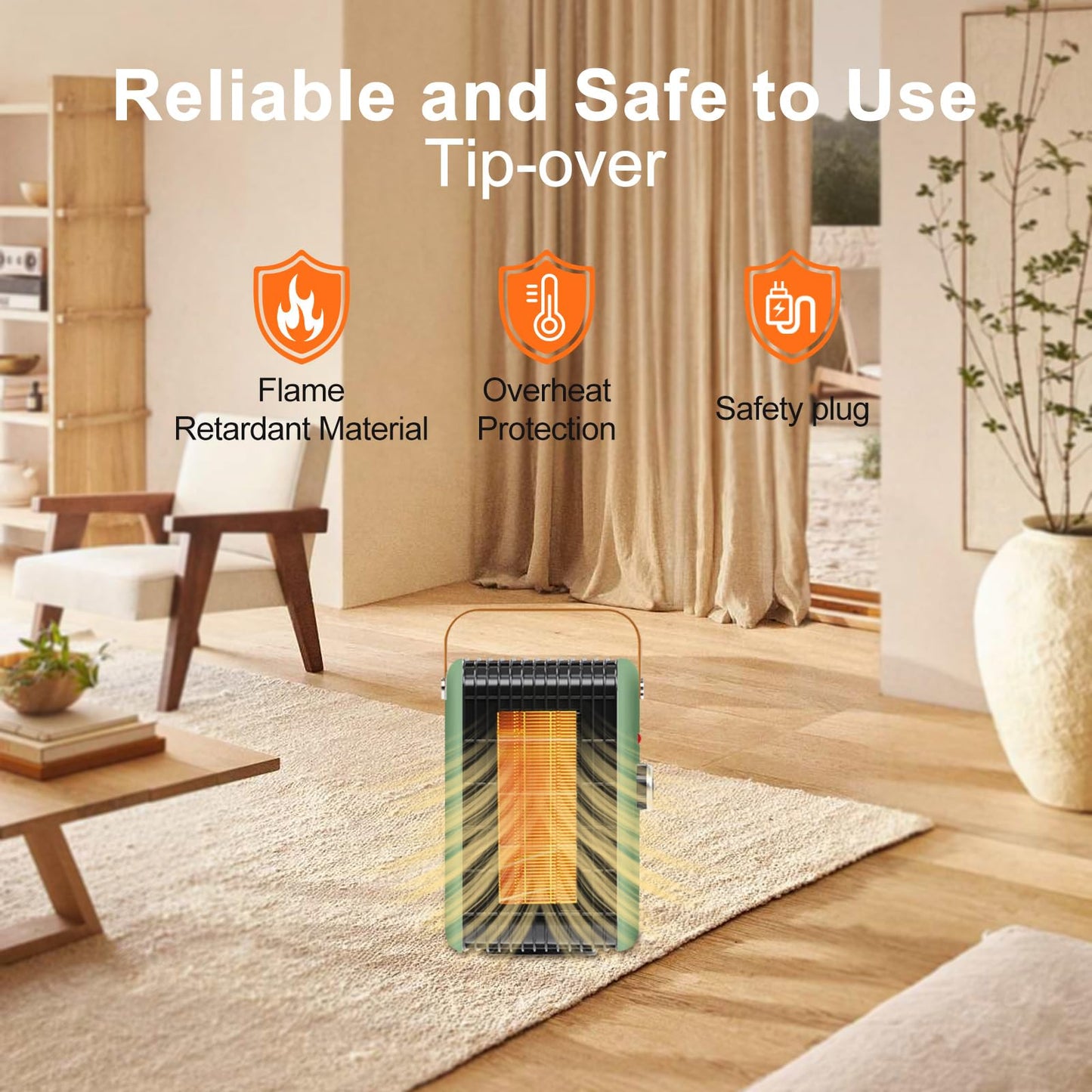 1500W Space Heater for Indoor Use PTC Portable Electric Heater 110V Fast Heating Room Small Heater Heating and Fan Modes for Desk Office Bedroom Bathroom