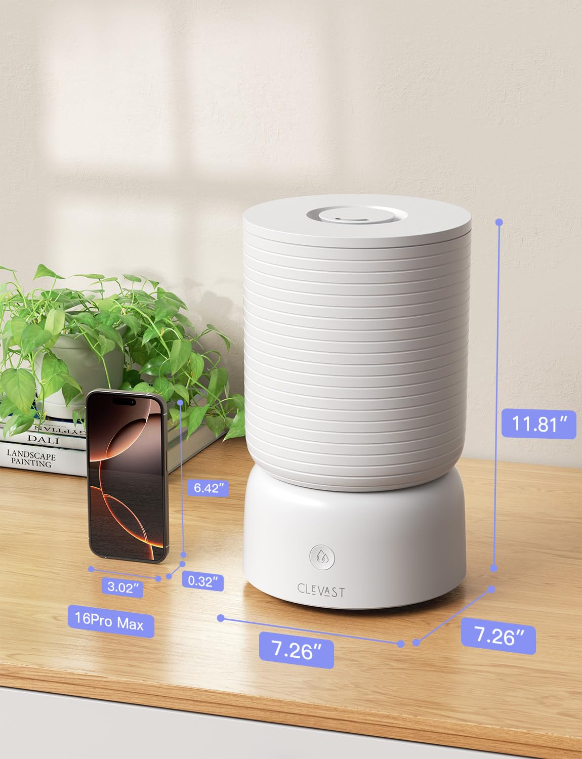CLEVAST Humidifiers for Bedroom - Smart 1 Gal Cool Mist Top Fill Humidifier with Essential Oil Diffuser, Quiet Operation for Baby Nursery, Home, Office, Room, Compatible with Alexa/Google Assistant
