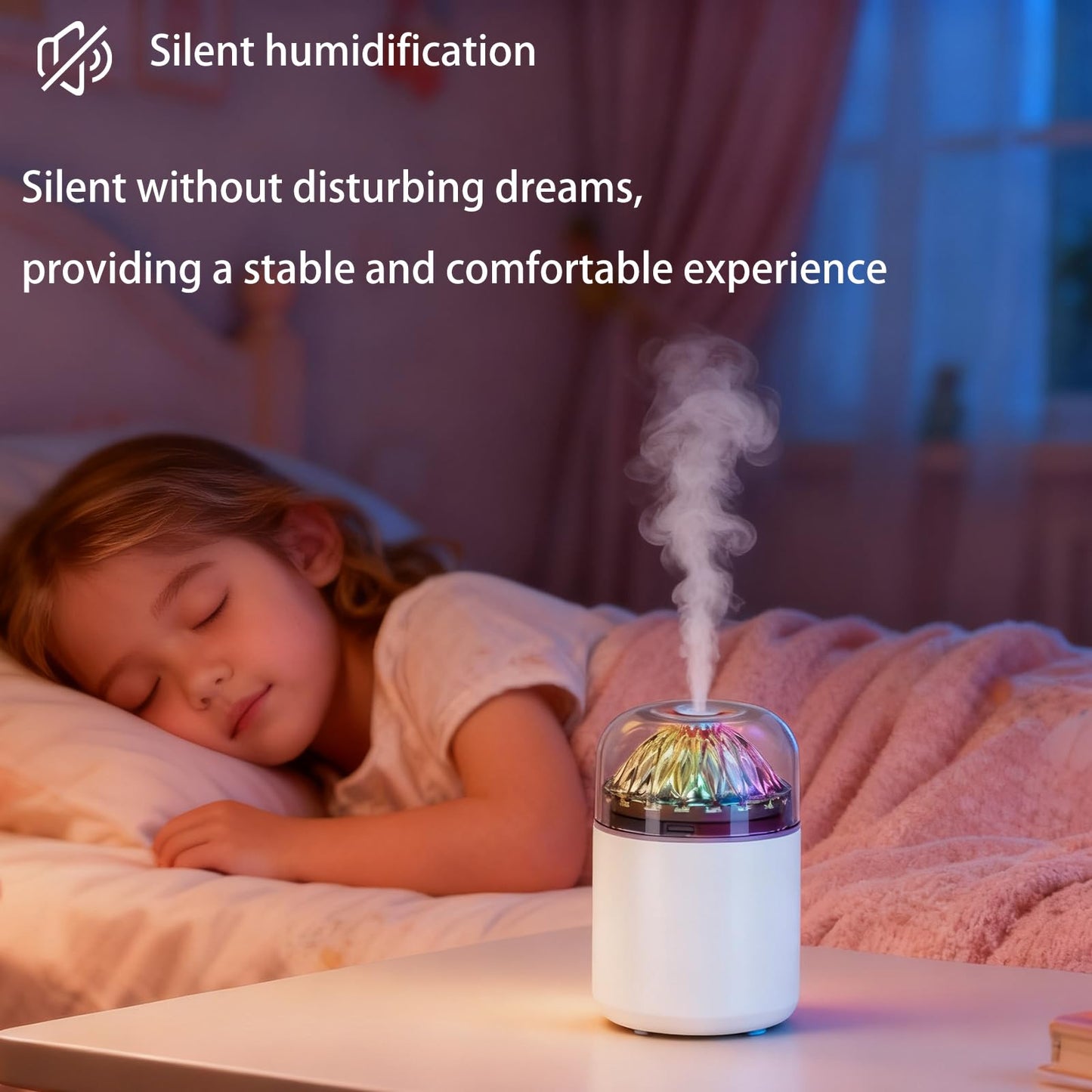Mini Personal Cool Mist Humidifier-Humidifier for plants with led lights,usb portable air humidifiers ultra-quiet, Suitable for Babies, Kids, Indoor, Bedroom, Office, Car, Travel