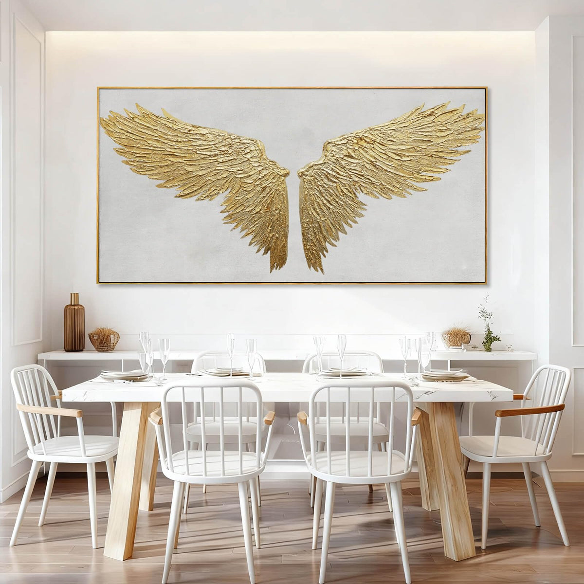 Large Framed Wall Art Gold Abstract Wall Decor Textured Art Painting Modern Artwork for Living Room Bedroom Home Decorations 29"x 58" White Art