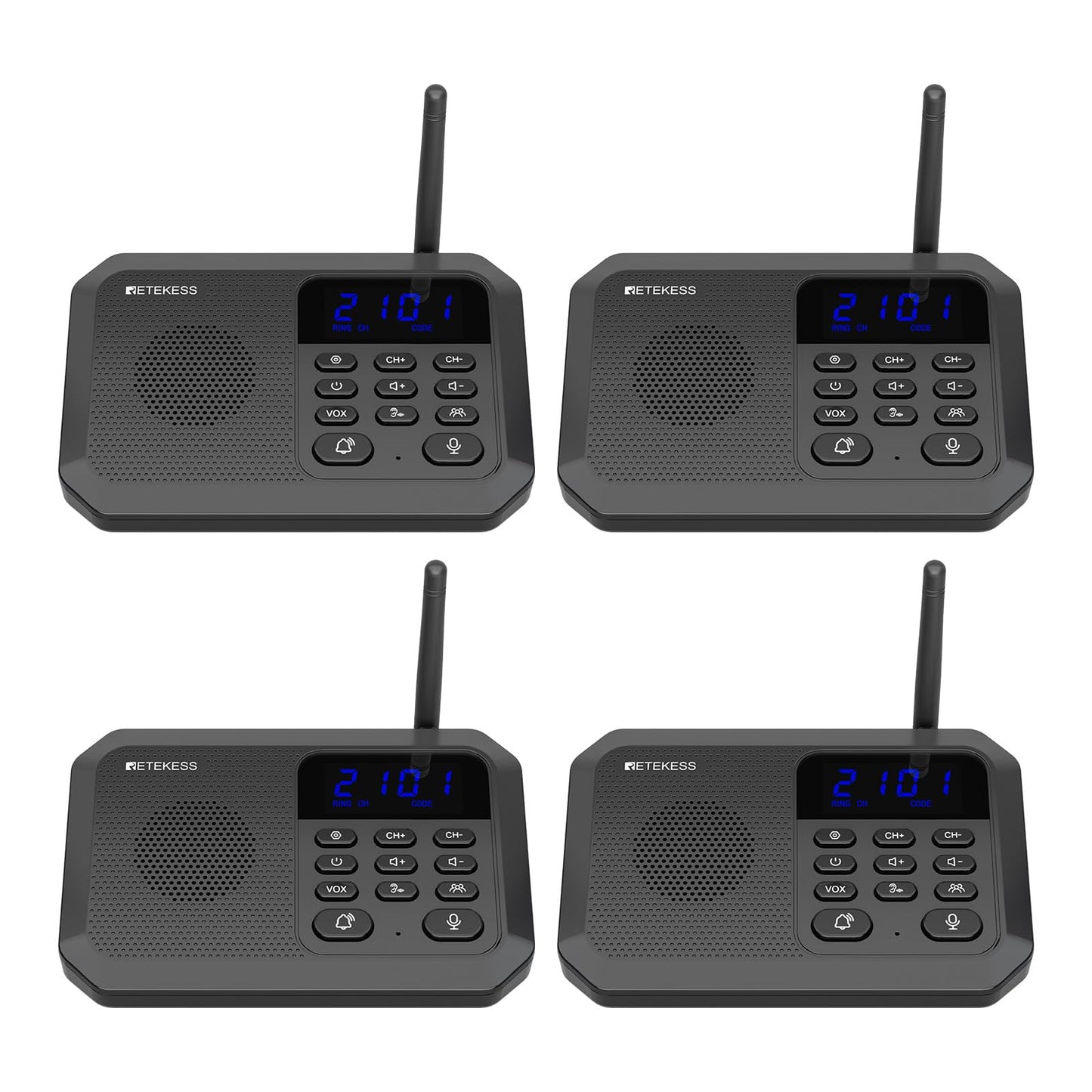 Retekess TH201 Wireless Intercom System, Room to Room Intercom, 1 Mile Working Distance, Plug and Play, Intercom Communication System for Business