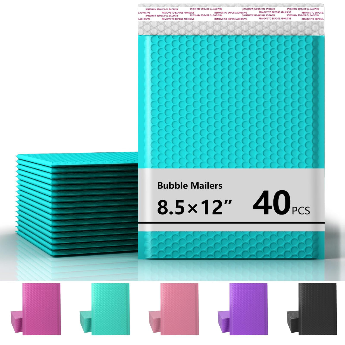 8.5 x 11 Inch Bubble Mailer 40 Pack, Waterproof Padded Envelopes with Strong Self-Seal Adhesive, Cushioning Shipping Bags with Bright Color for Small Business - Minty Blue