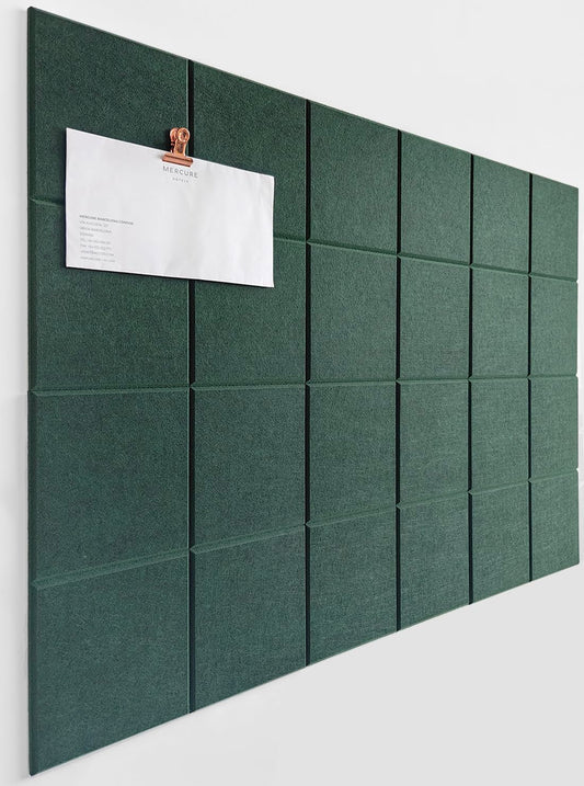 DECORITA Cork Board 24 x36 Alternative - 6 Pack Felt Wall Tiles with Safe Removable Adhesive Tabs, Cork Boards for Walls Cork Board for Home Office Pin Board Tack Board - Aurora Green