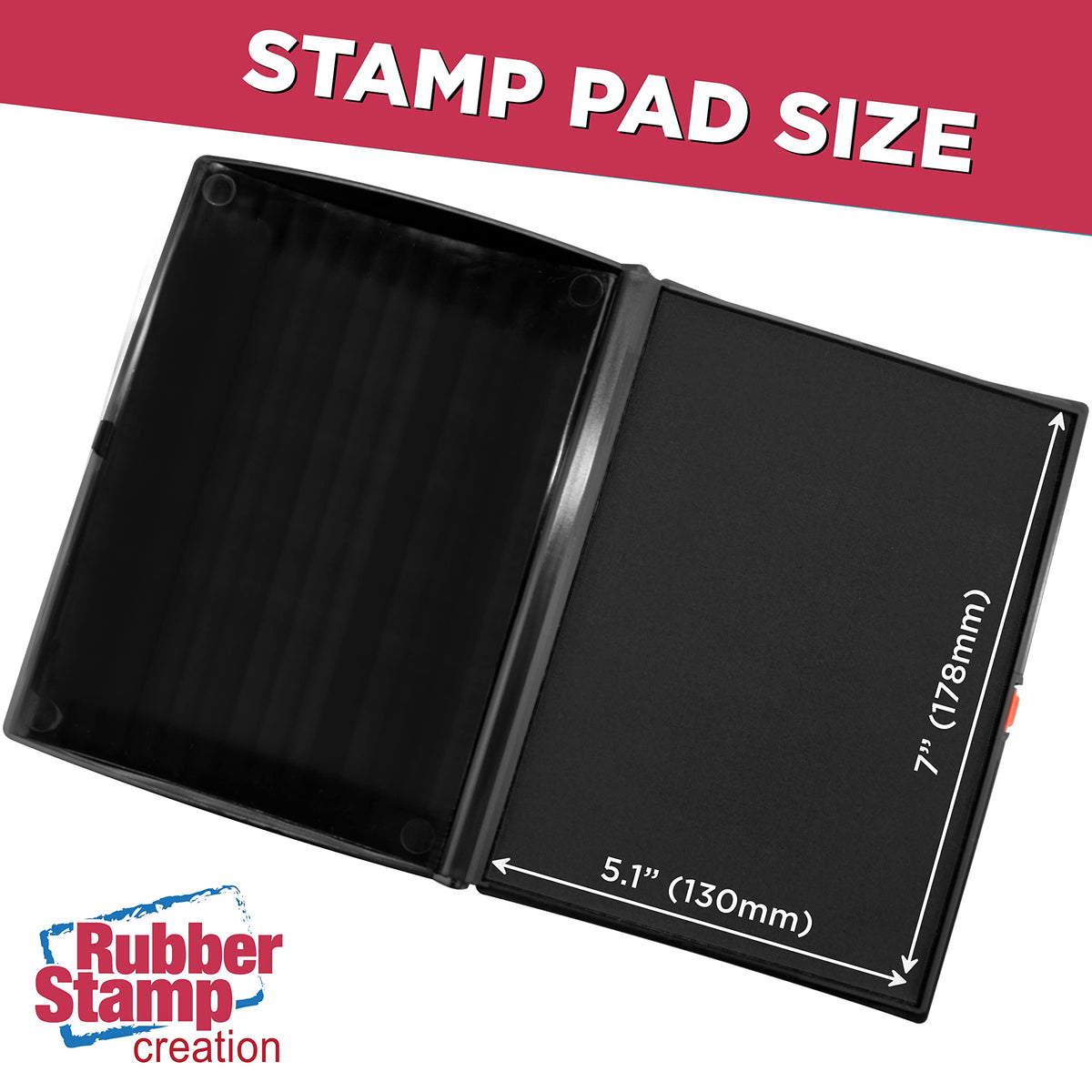 Large Premium Black Ink Stamp Pad - 5" by 7" - Quality Felt Pad