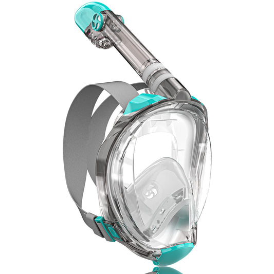 QingSong Full Face Snorkel Mask for Adults, Snorkeling Gear with Camera Mount, 180 Degree Panoramic View Snorkel Set Anti-Fog Anti-Leak