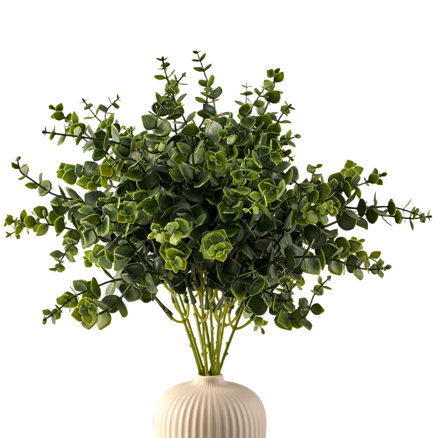 Eucalyptus Stems Artificial Eucalyptus Leaves Branches 12 Bundles Greenery Fake Plants for Home Office Flowers Bouquet Centerpiece Wedding Decoration, Christmas Decor, DIY Gift Box Embellishment
