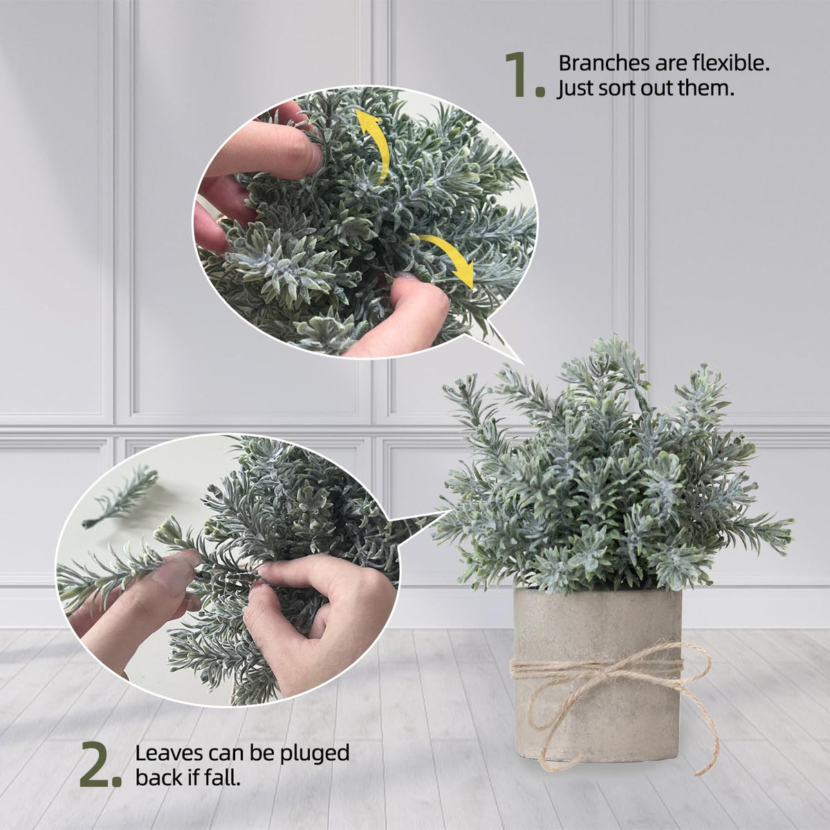 PENGYEE 4 Pack Small Fake Plants in White Pulp Pot for Home Decor, Artificial Plants Indoor, Small Faux Plants Indoor for Bathroom Bedroom Kitchen Office Farmhouse Room Shelf Decor