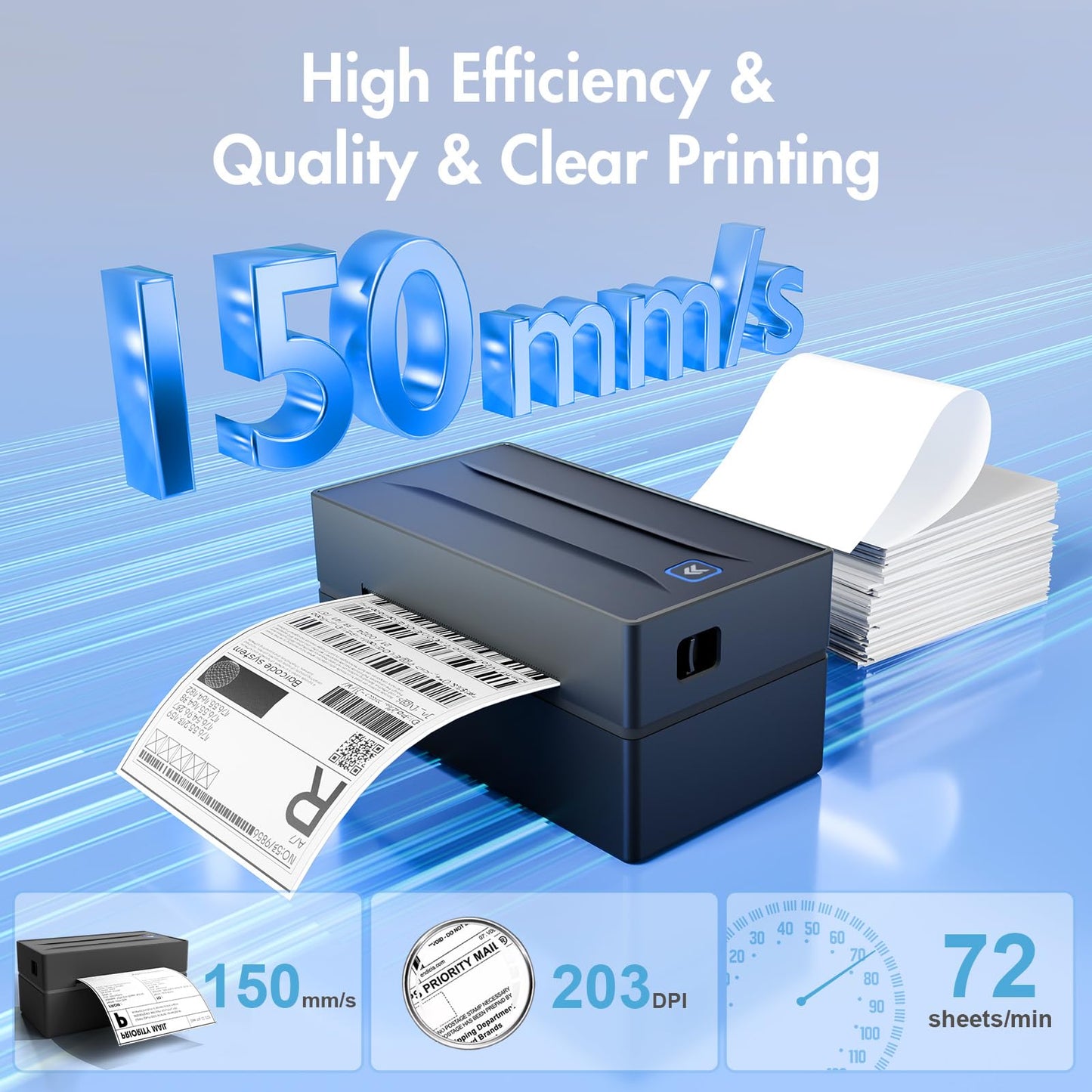 Bluetooth Thermal Shipping Label Printer: 4x6 Wireless Label Maker with Tape for Small Business - Compatible with iPhone, Android, Windows & Mac, Widely Used for USPS UPS Amazon Shopify Etsy
