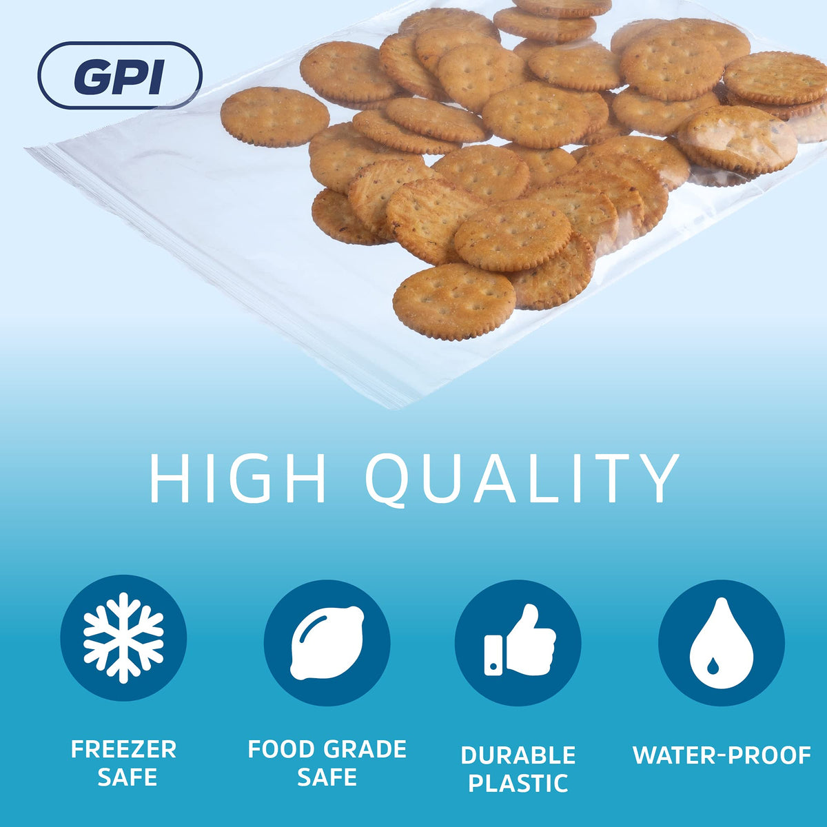 GPI - 9" x 12" - 100 Pack, 2 Mil thick, Large, Clear Plastic Reclosable Zip Bags, Hang Hole For Display, Durable Poly Baggies with Resealable Zip Top Lock for Storage, Packaging & Shipping