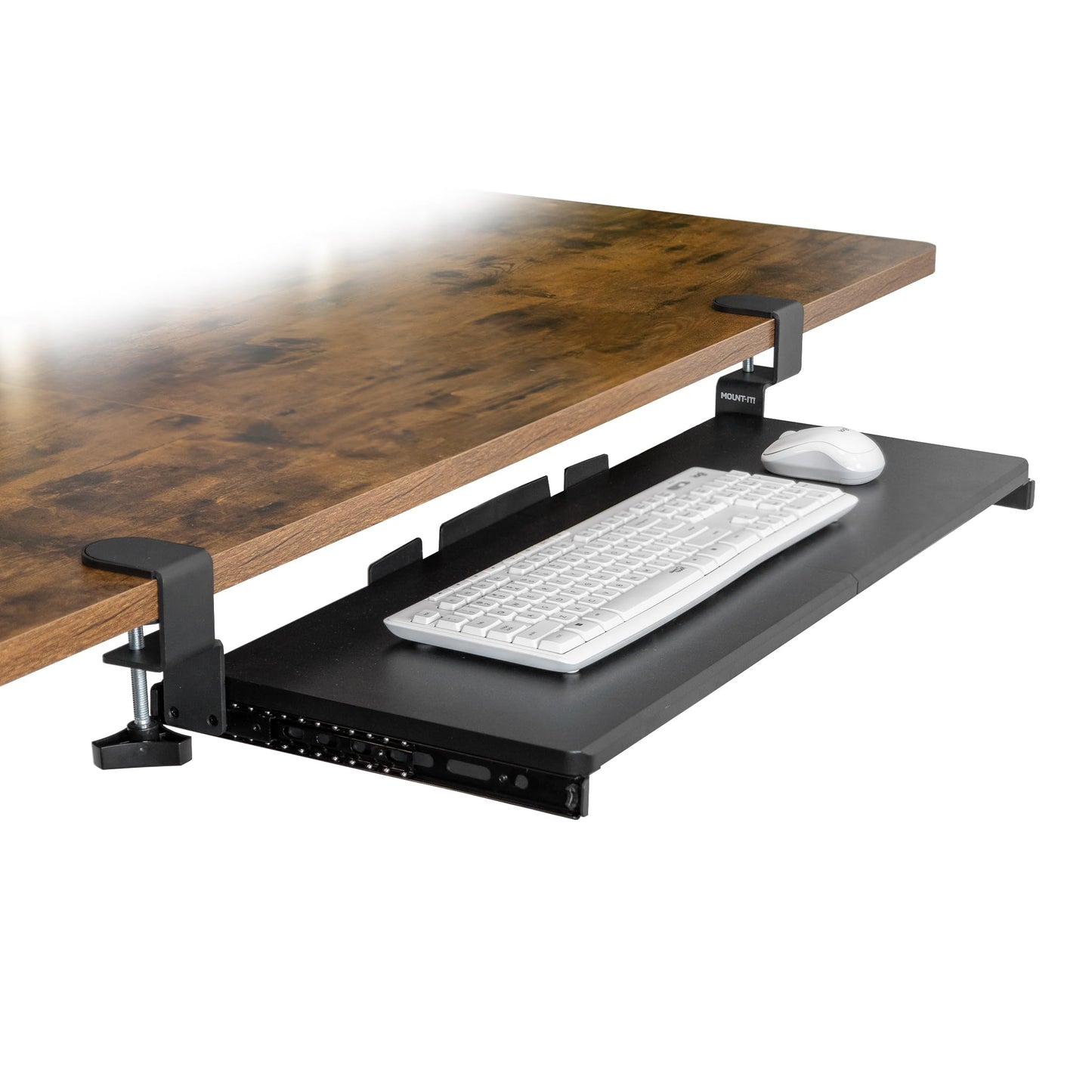 Mount-It! Under Desk Keyboard Tray, 30" Extra-Wide Clamp-On Slide-Out Drawer, Holds 11 lbs, Fits Desks up to 1.77" Thick, No-Drill C-Clamp Mount