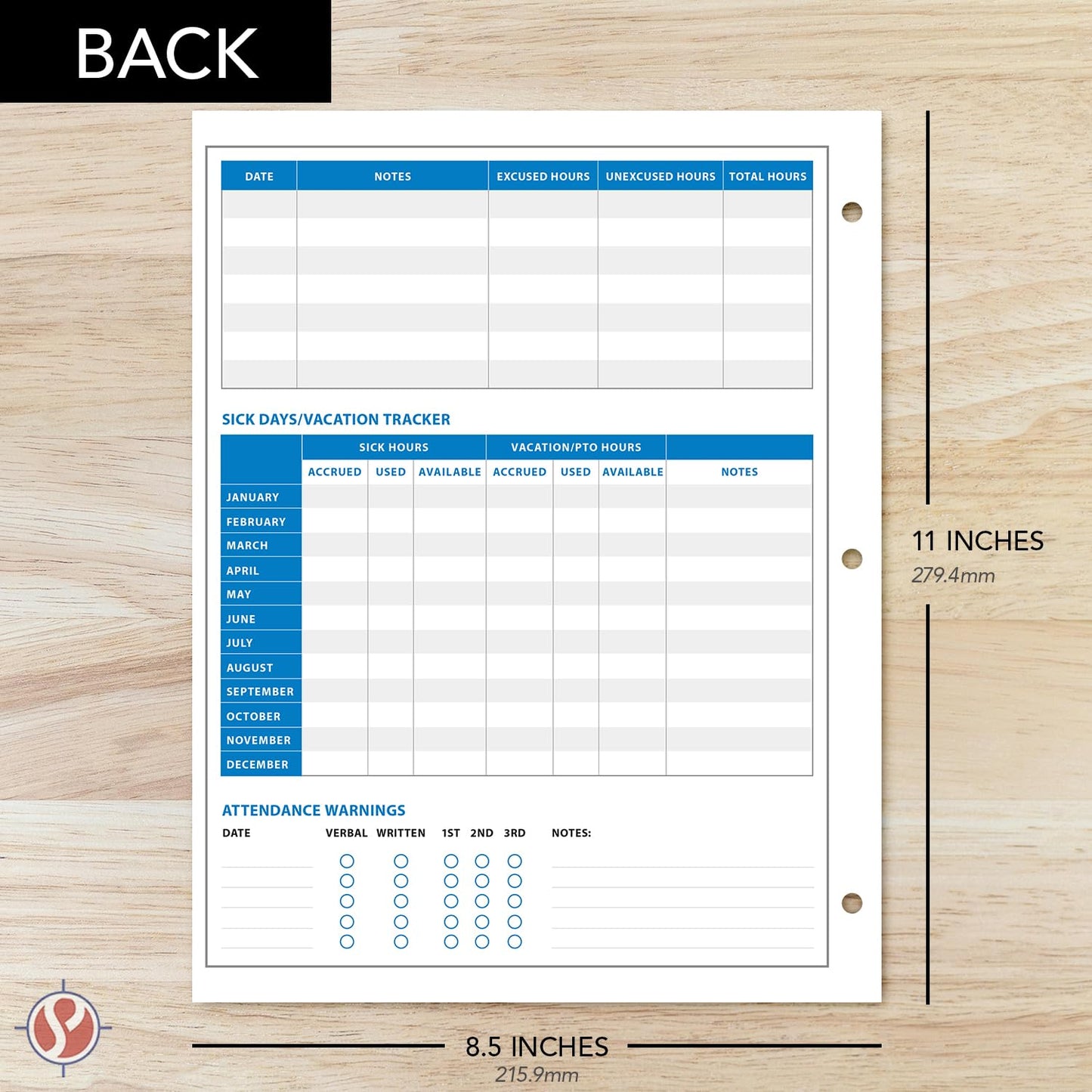 2025 Attendance Calendar Card Stock Paper – Great Employee Work Tracker | Printed on Durable and Thick 80lb (216gsm) Cardstock | 8 ½ X 11 | 25 Sheets per Pack