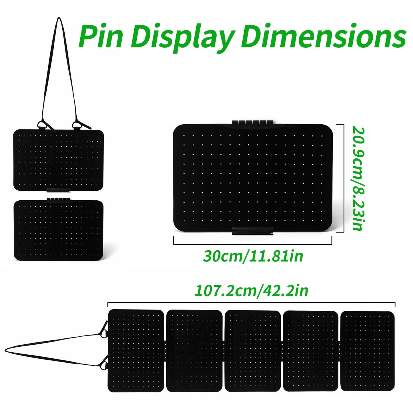 CENELO Hanging Pin Display Panels Organizer with 5 Loose-Leaf Board Pieces & 4 Hooks