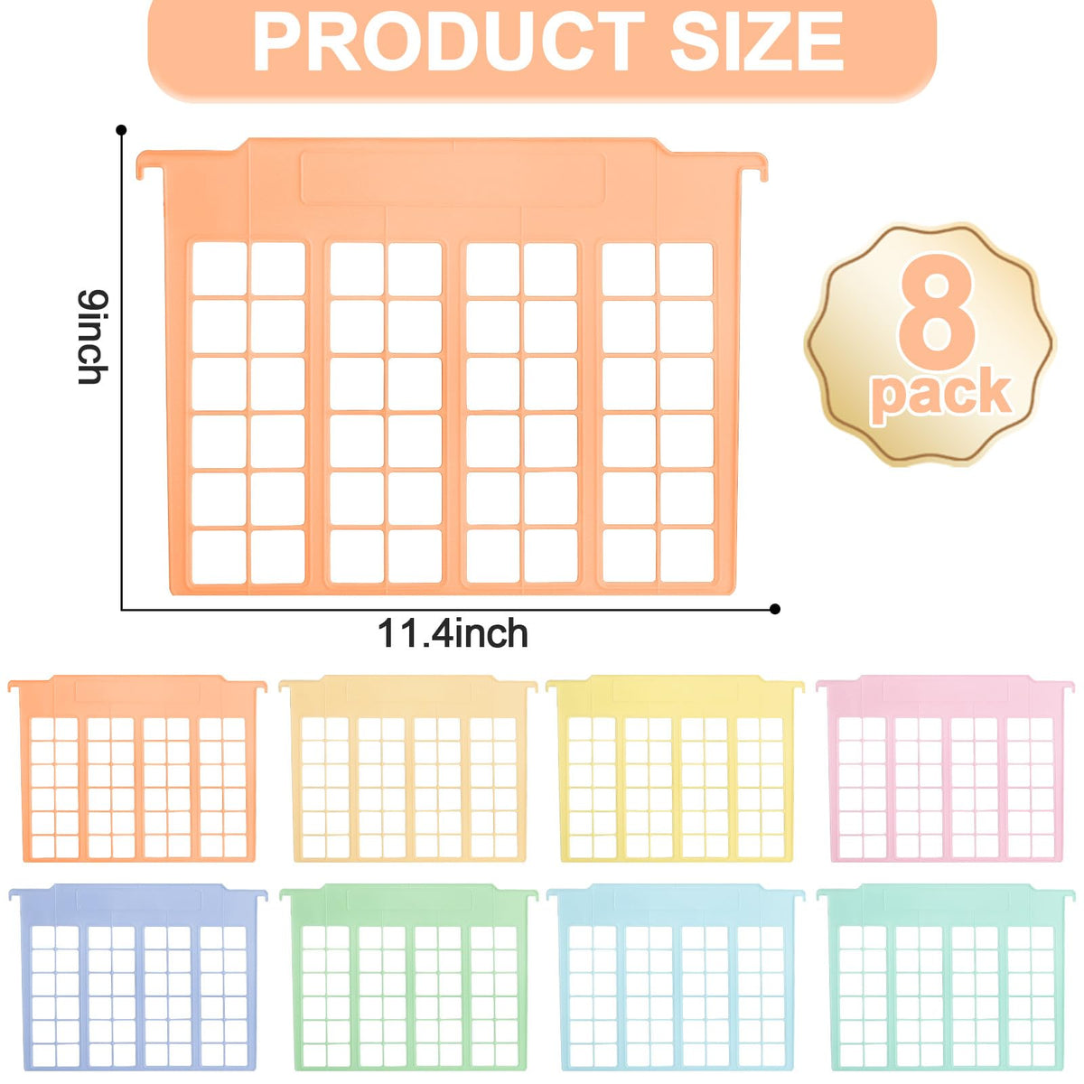 party greeting 8 Pack File and Folder Dividers 9x11.4 Inches Plastic Hanging Filing Cabinet Dividers Organizers Insertable File Separators Supplies for Office Drawer Organization (Pastel)