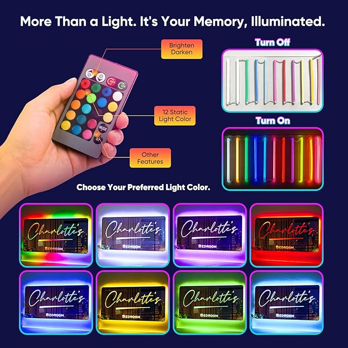 VEELU Personalized Custom Name Mirror LED Light Up Mirror, Wall Decor