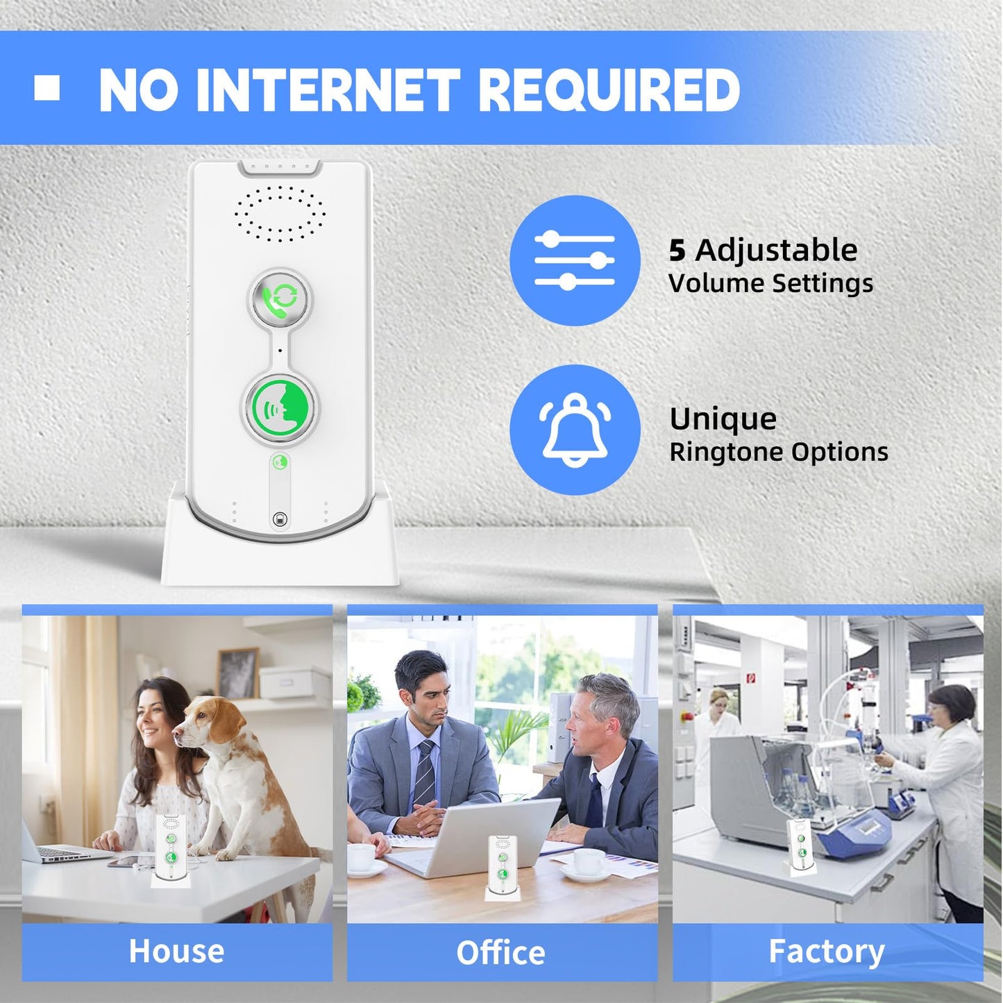 2 Way Intercom for Home Upgraded, Portable Wireless Intercom System for House with 5 Level Volume and Ringtones Adjustment Rechargeable for Hospital Hotel Office Business 4 Pack(White)