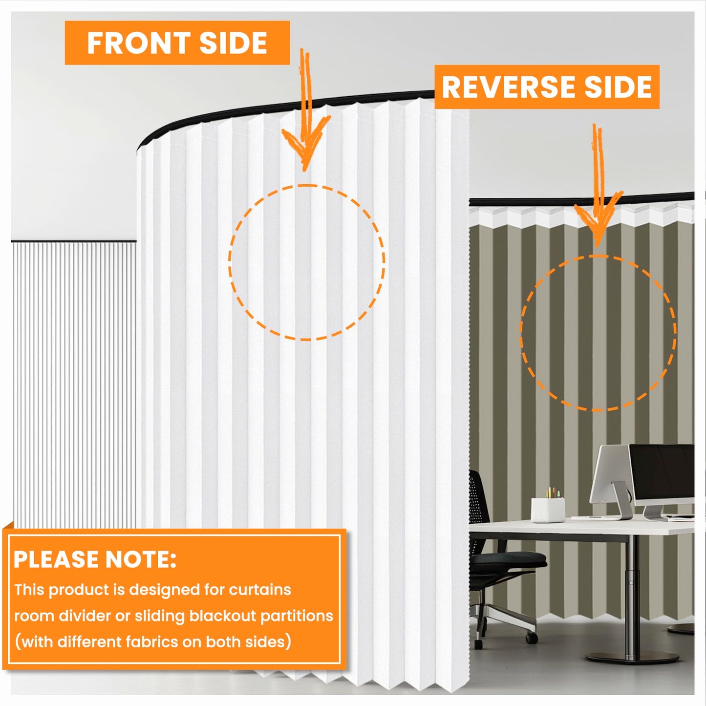 AJAZZ 100% Blackout Room Divider Curtains Screen Partitions, Blackout Sound Reducing Divider Room Panel for Doorway Glass Window Sliding Door Patio(White, W100 x L84, 1 Pack)