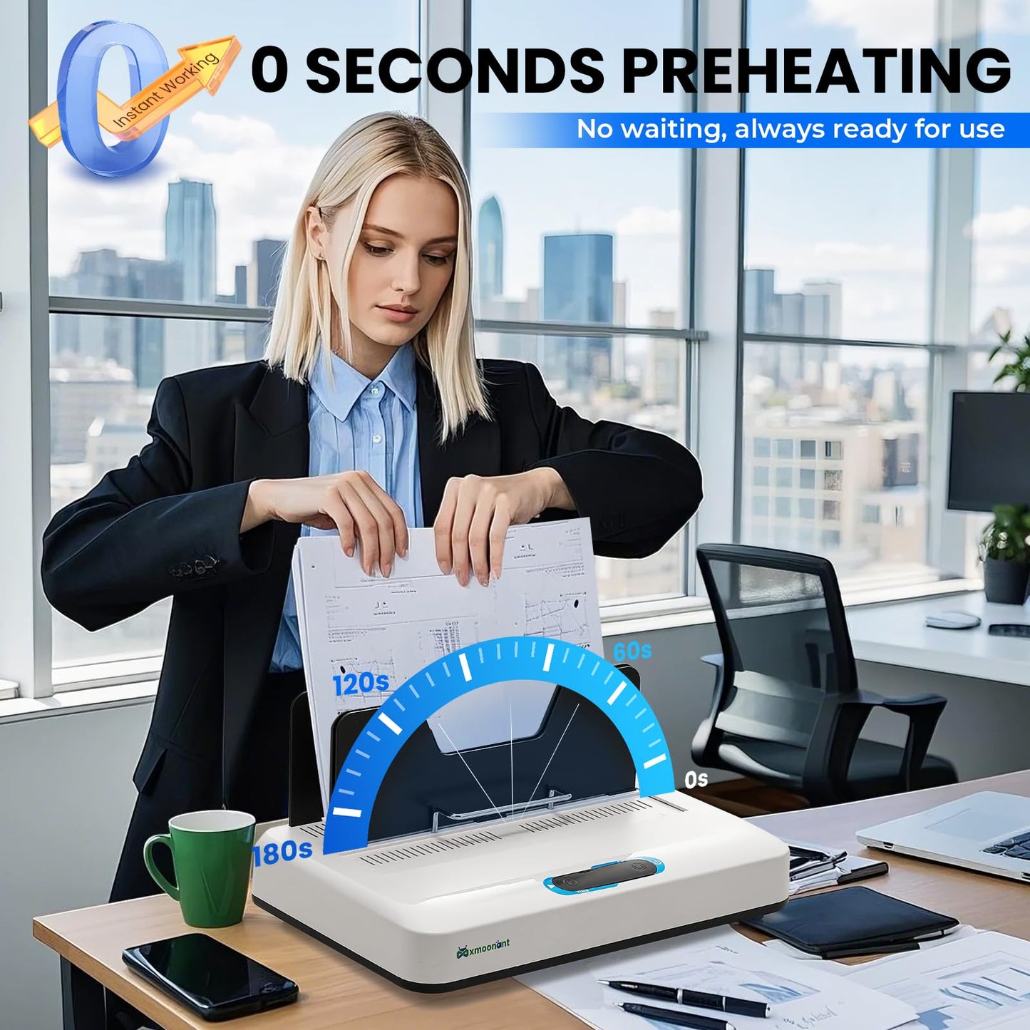 Mxmoonant Thermal Binding Machine Kit, No Preheat Time, Digital Display, 3 Levels Binding Time, Electric Binder 500 Sheets, Come with 20 pcs Binding Covers & 40 pcs Stickers 110V