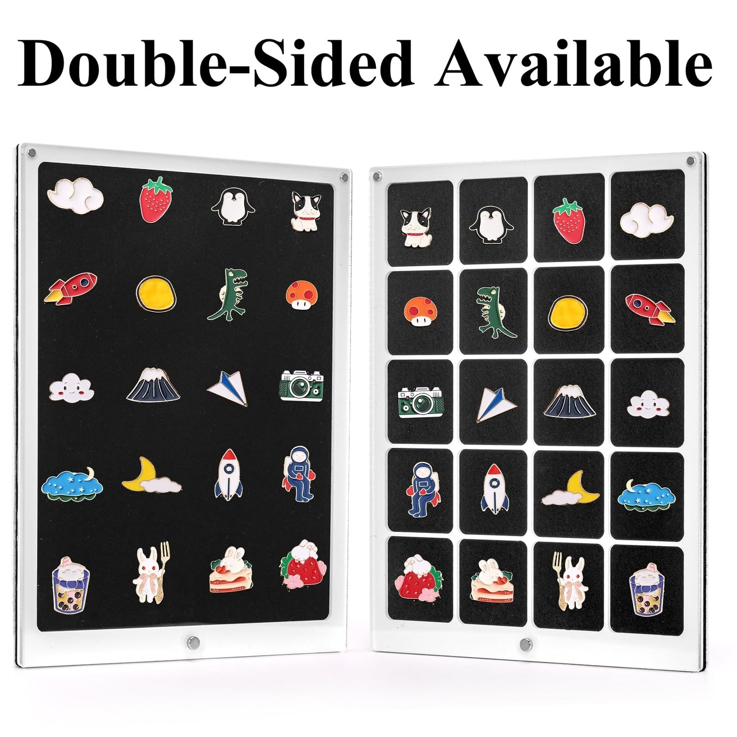 Peohud Acrylic Enamel Pin Display Board, 20 Grids Dust-Free Pin Collection Organizer, Clear Table Top and Wall Pin Holder Case for Jewelry Pins, Pin Gift, Pin Enthusiast