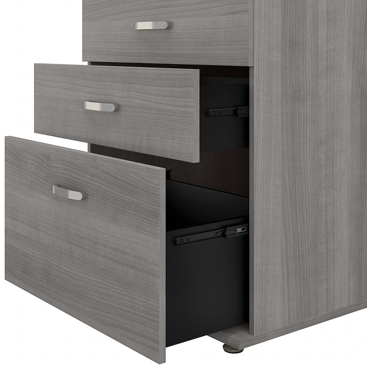 Bush Business Furniture Universal Floor Storage Cabinet with Drawers in Platinum Gray
