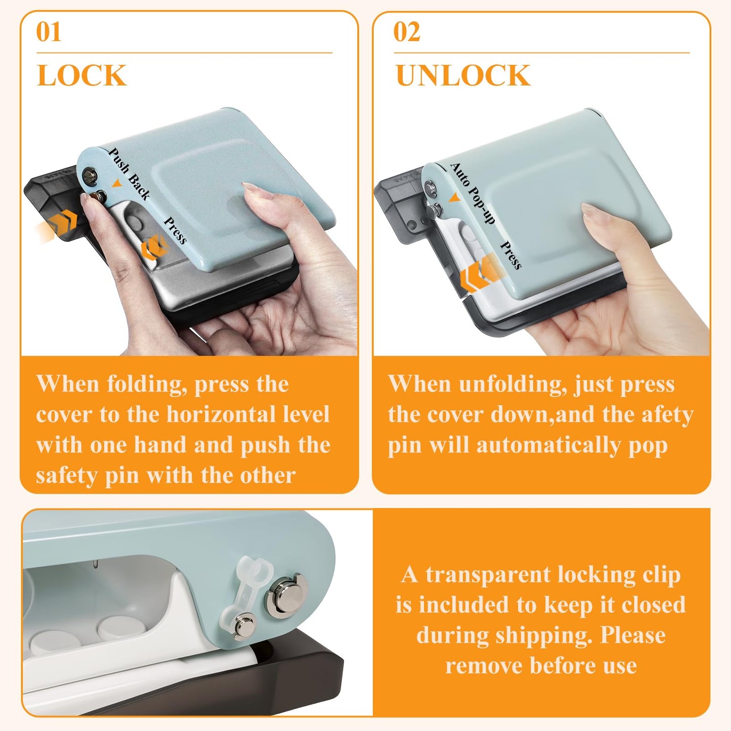 Hoqqf 10 Hole Punch Binding Machine for Planners with 10 Multi-Color Binder Rings, 30 Holes on A4, 20 Holes on A5, 26 Holes on B5, 10 Sheet Capacity (Pale Blue)
